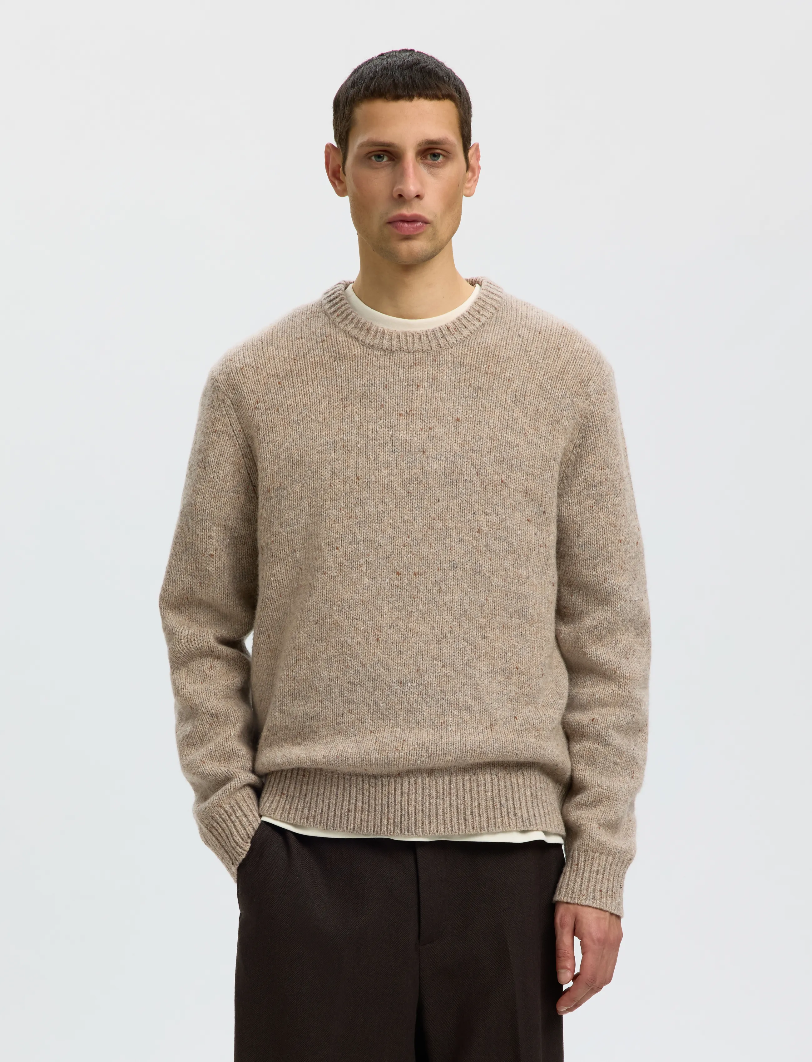 SELECTED Slmcody Ls Knit Rlx Crew Neck Noos långärmade t-shirts herr – bild 2