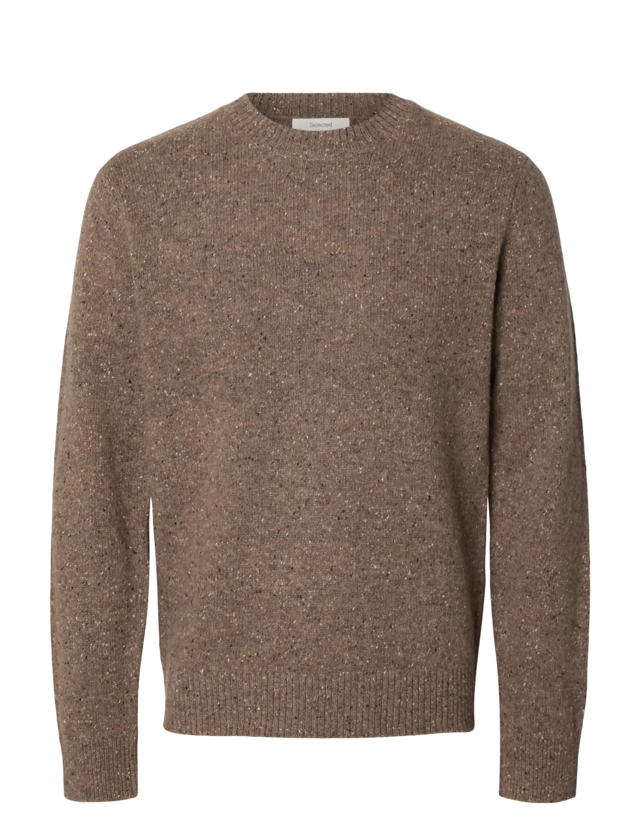 Selected Slmneil Ls Knit Neps Crew Neck, Mænd, Neps Rundhalset Striktrøje, Brun, Str: S