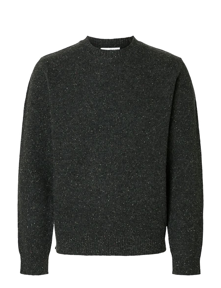 Selected - SLMNEIL LS KNIT NEPS CREW NECK - rund hals - dark grey melange - 1