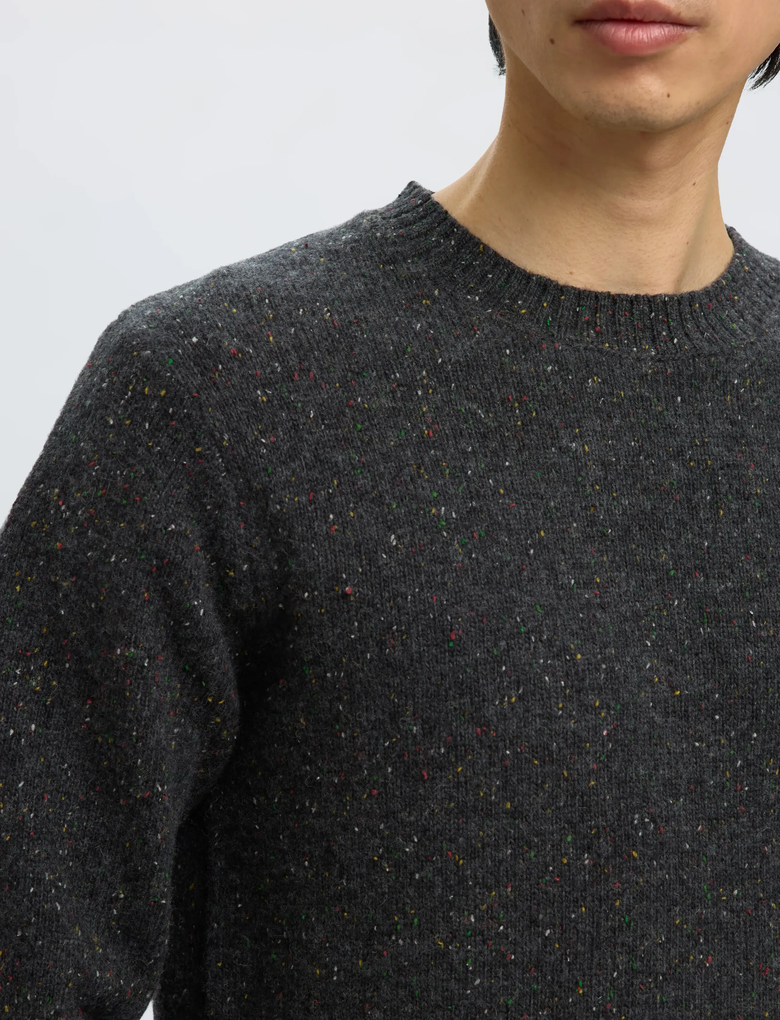 Selected - SLMNEIL LS KNIT NEPS CREW NECK - rund hals - dark grey melange - 3