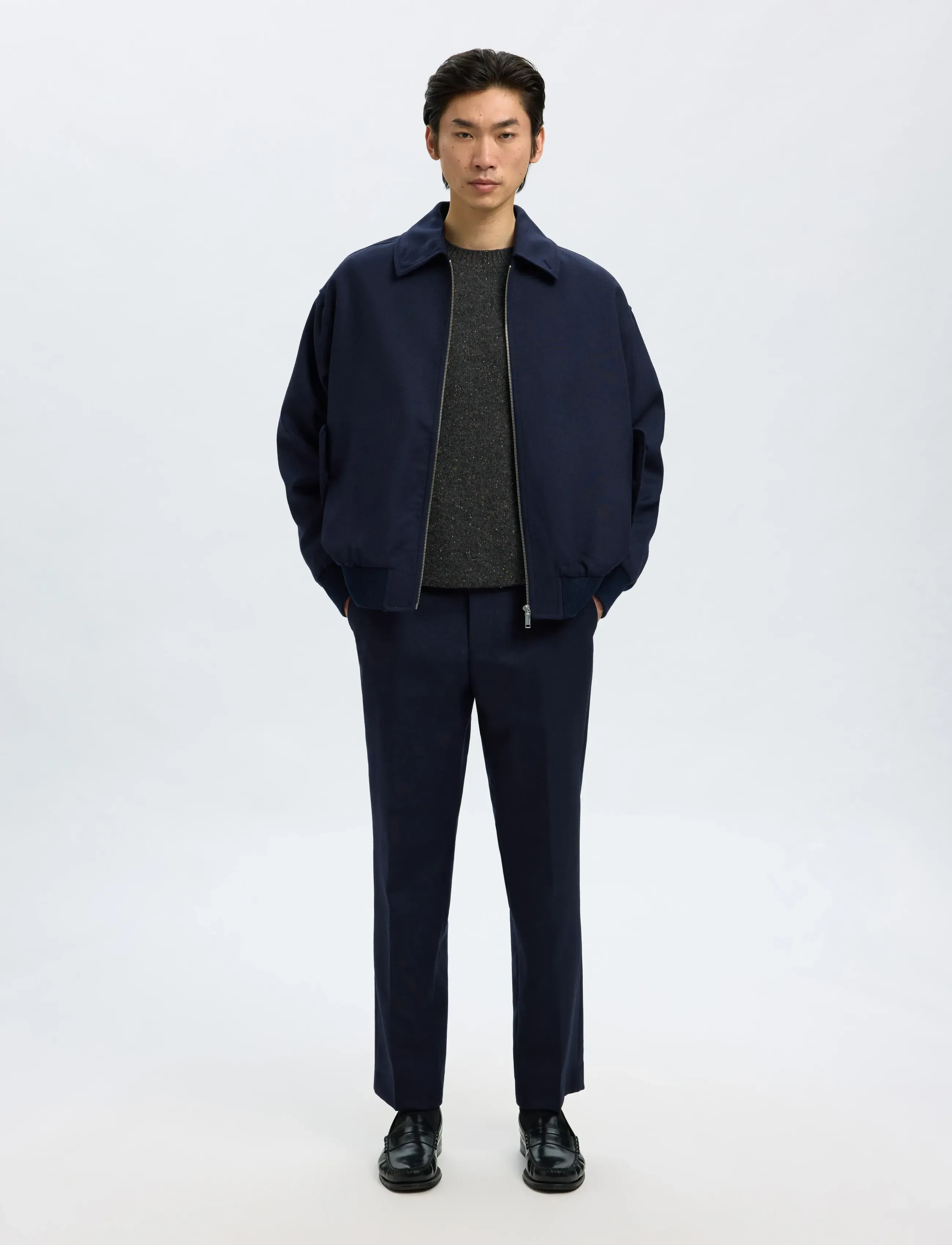 Selected - SLMNEIL LS KNIT NEPS CREW NECK - rund hals - dark grey melange - 5