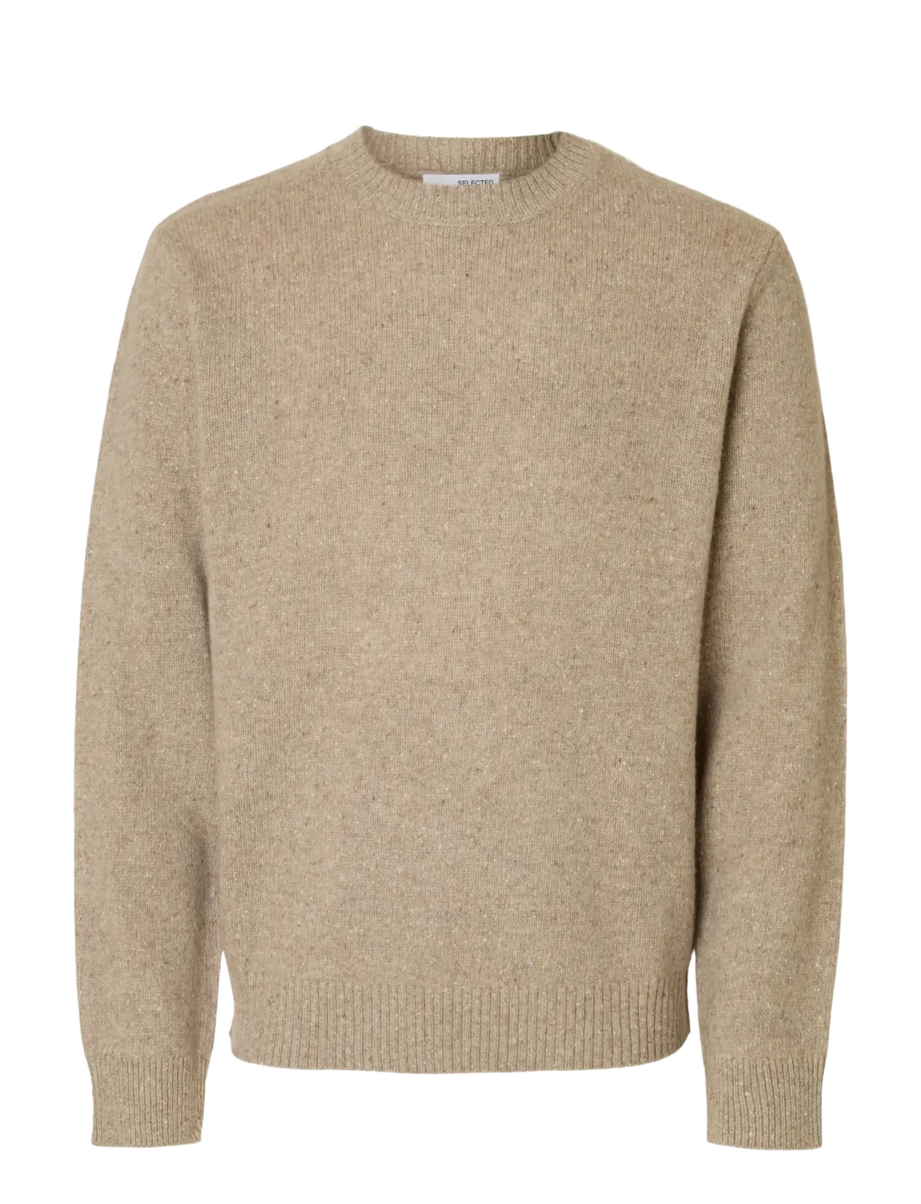 SELECTED Slmneil Ls Knit Neps Crew Neck Beige - XL - Herren