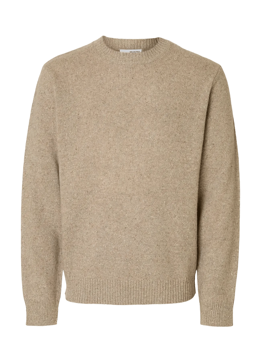 Selected - SLMNEIL LS KNIT NEPS CREW NECK - Ümmarguse kaelusega kudumid - oatmeal - 1