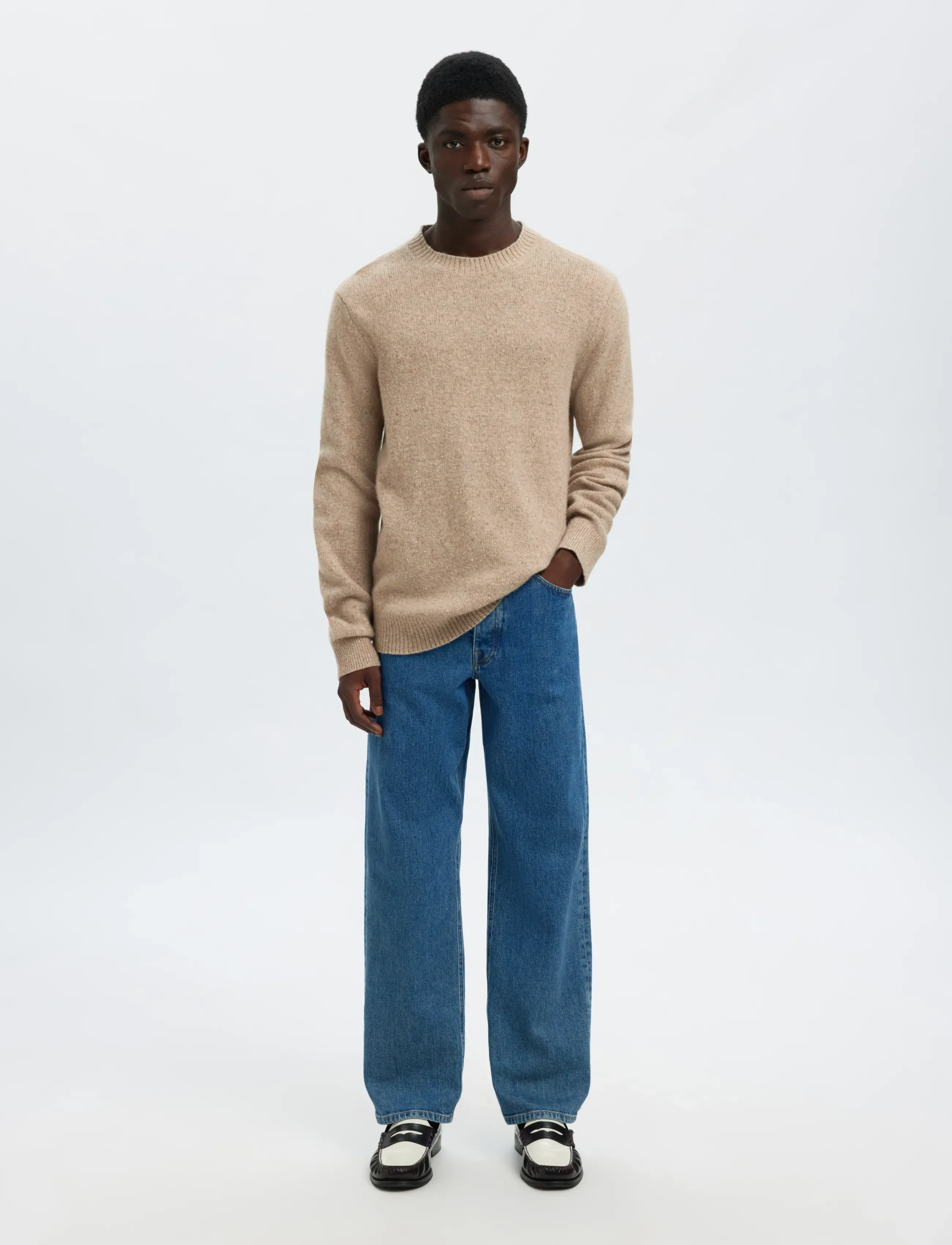 Selected - SLMNEIL LS KNIT NEPS CREW NECK - Ümmarguse kaelusega kudumid - oatmeal - 5