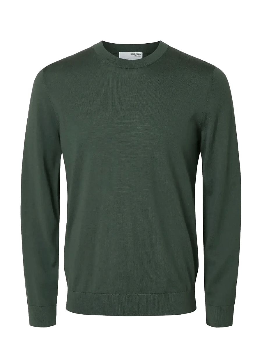 Selected - SLMTRAY LS KNIT MERINO CREW NECK NOOS - rundhals - deep forest - 1