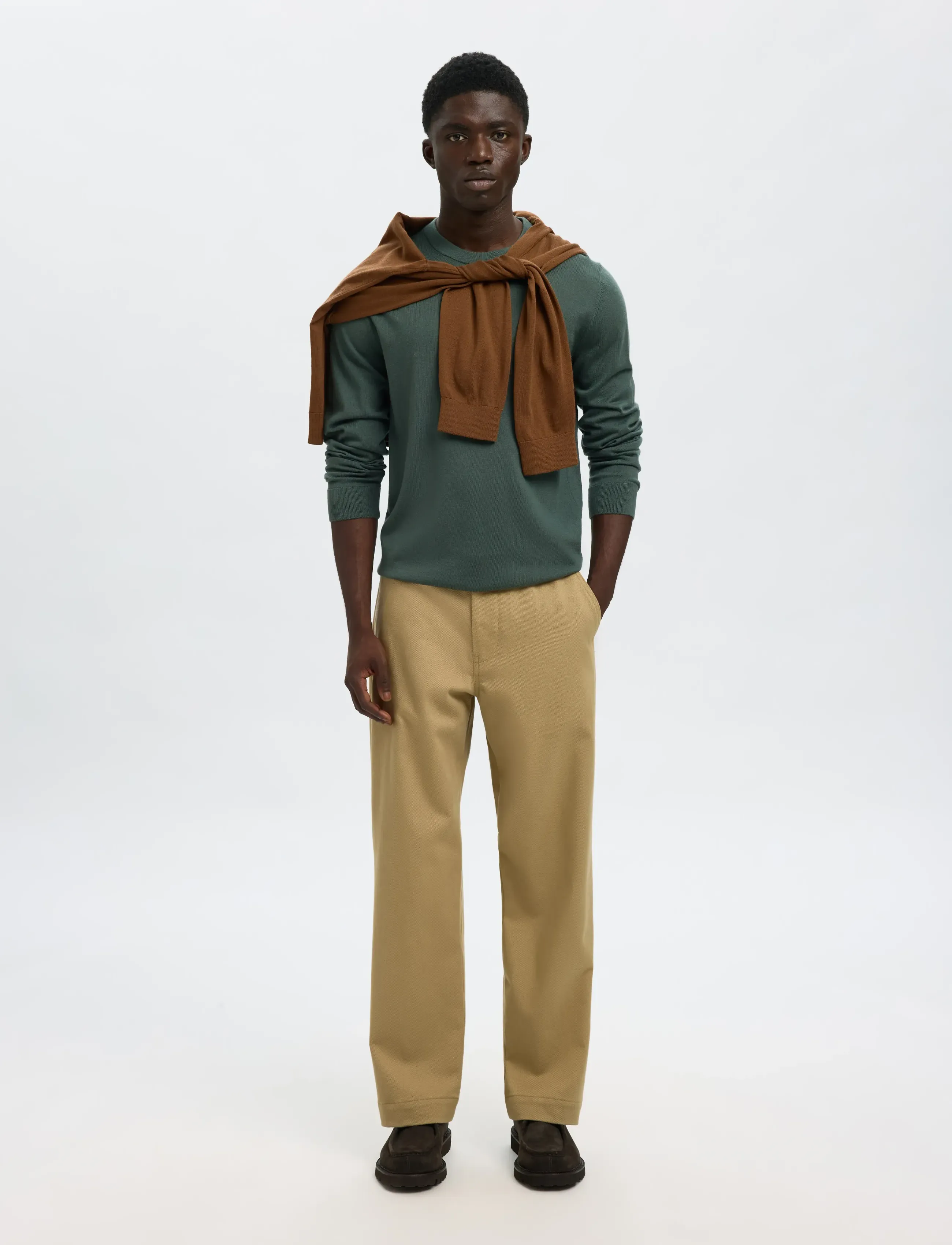 Selected - SLMTRAY LS KNIT MERINO CREW NECK NOOS - rundhals - deep forest - 4