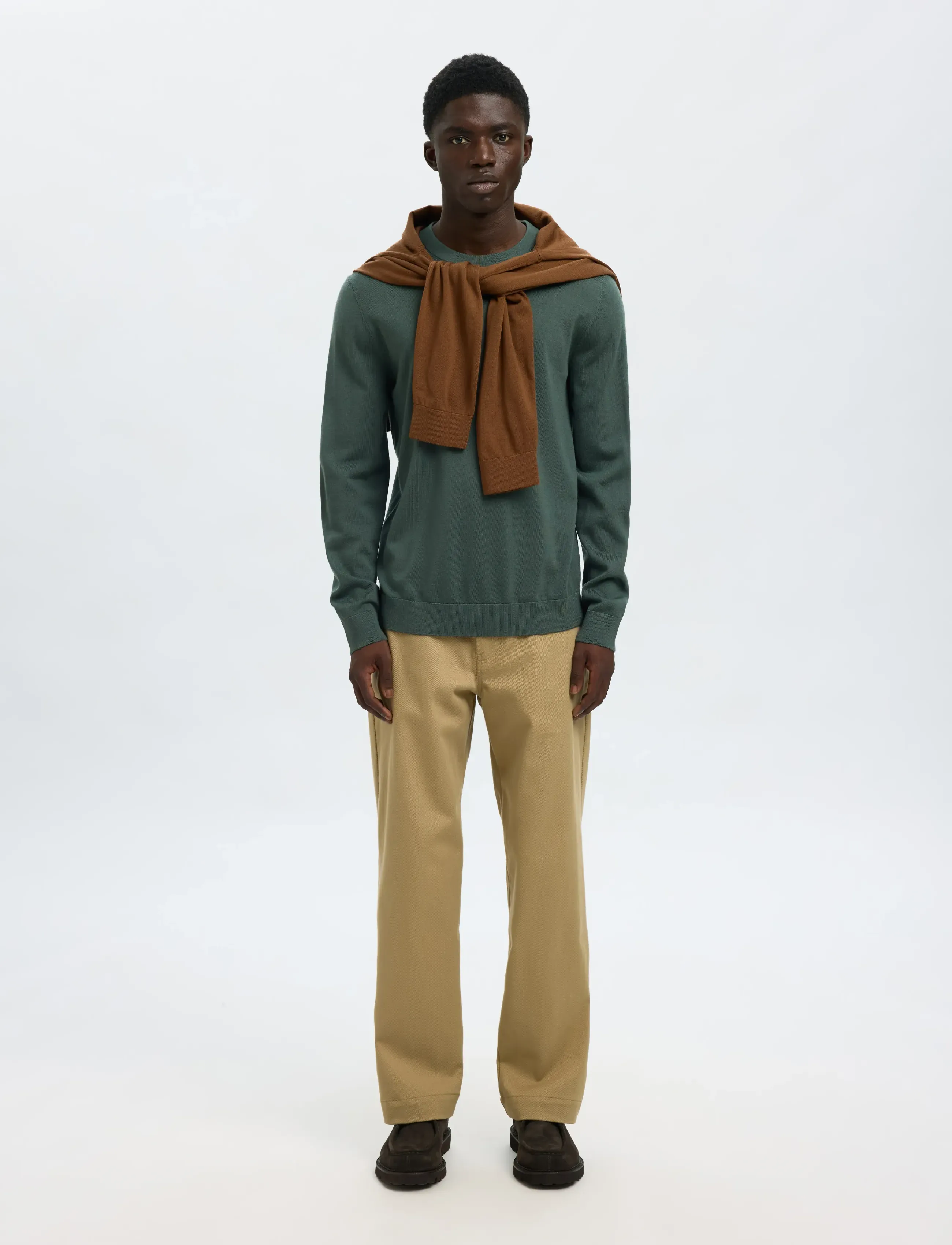 Selected - SLMTRAY LS KNIT MERINO CREW NECK NOOS - rundhals - deep forest - 5