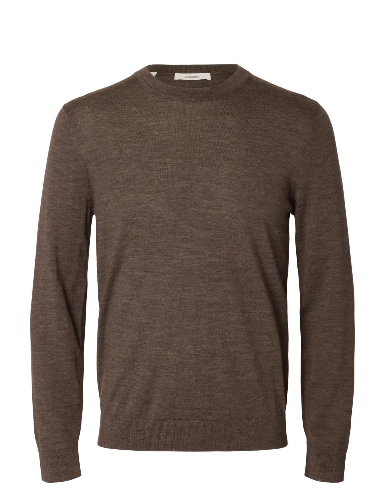 Selected SLMTRAY LS KNIT MERINO CREW NECK NOOS - Selected - DELICIOSO / brown