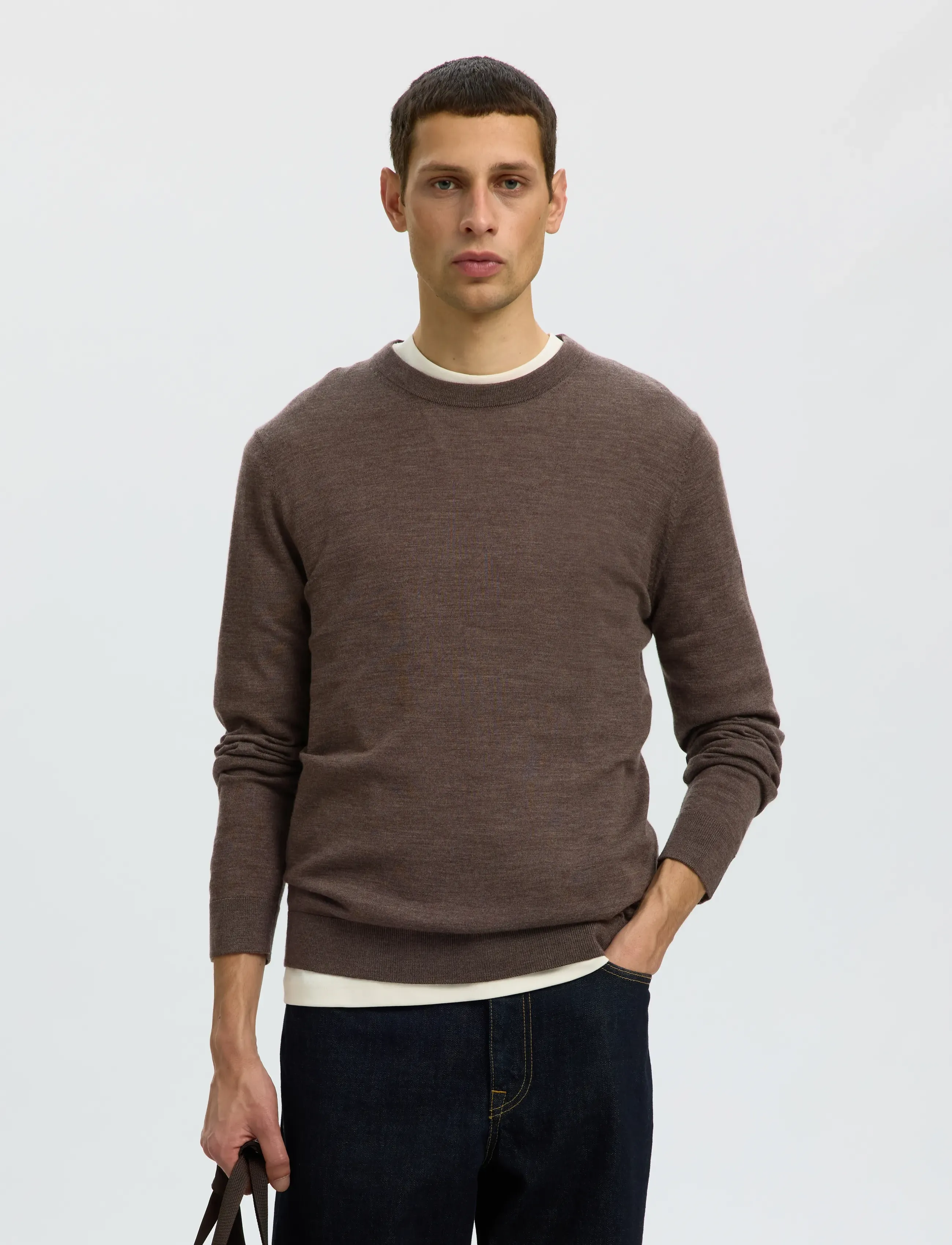 Slmtray Ls Knit Reg Merino Crew Noos