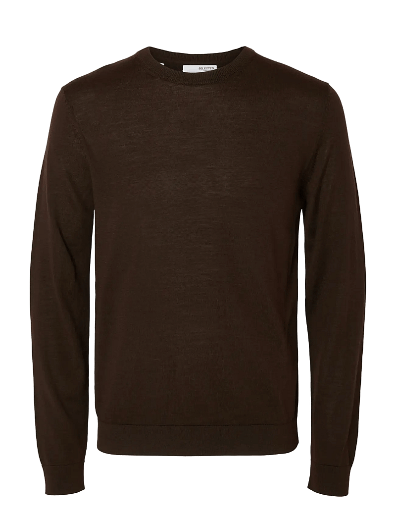 Selected - SLHTRAY LS KNIT MERINO CREW NECK NOOS - Ümmarguse kaelusega kudumid - demitasse - 1