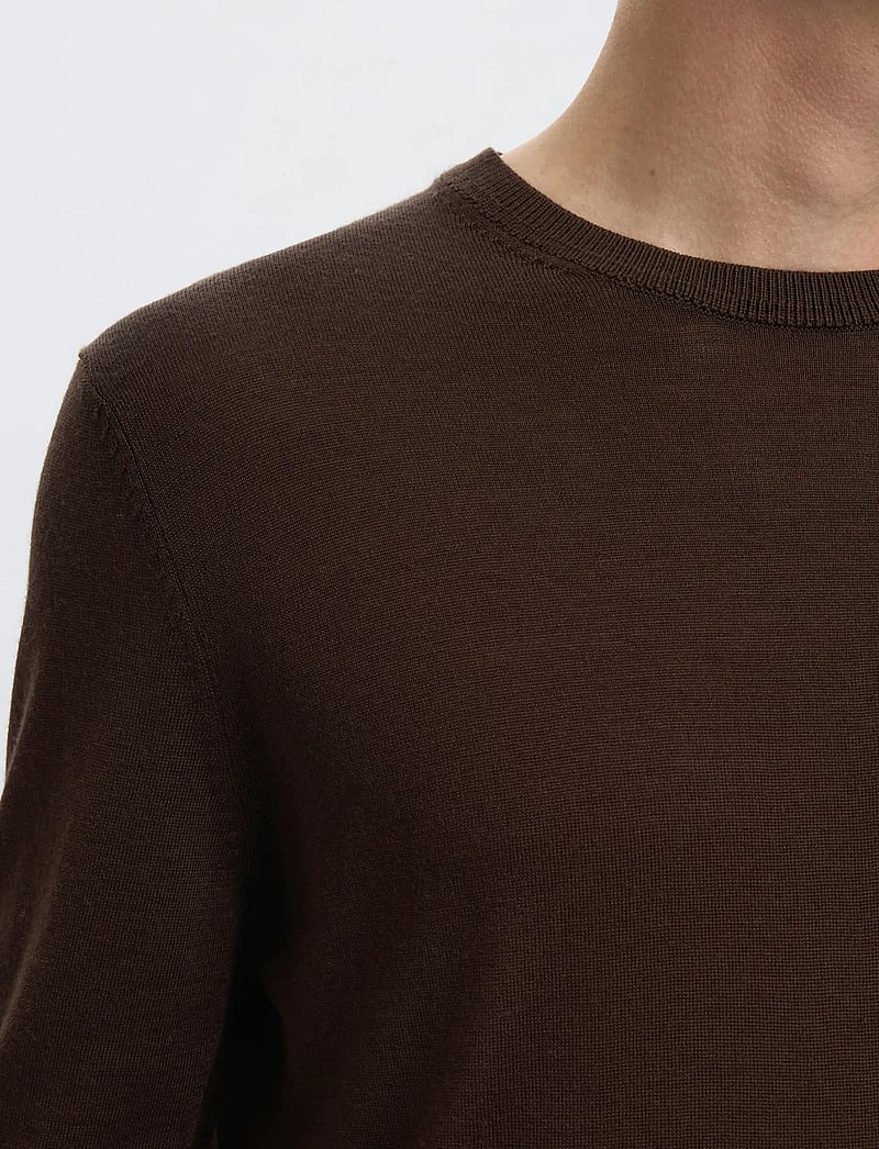 Selected - SLHTRAY LS KNIT MERINO CREW NECK NOOS - Ümmarguse kaelusega kudumid - demitasse - 4