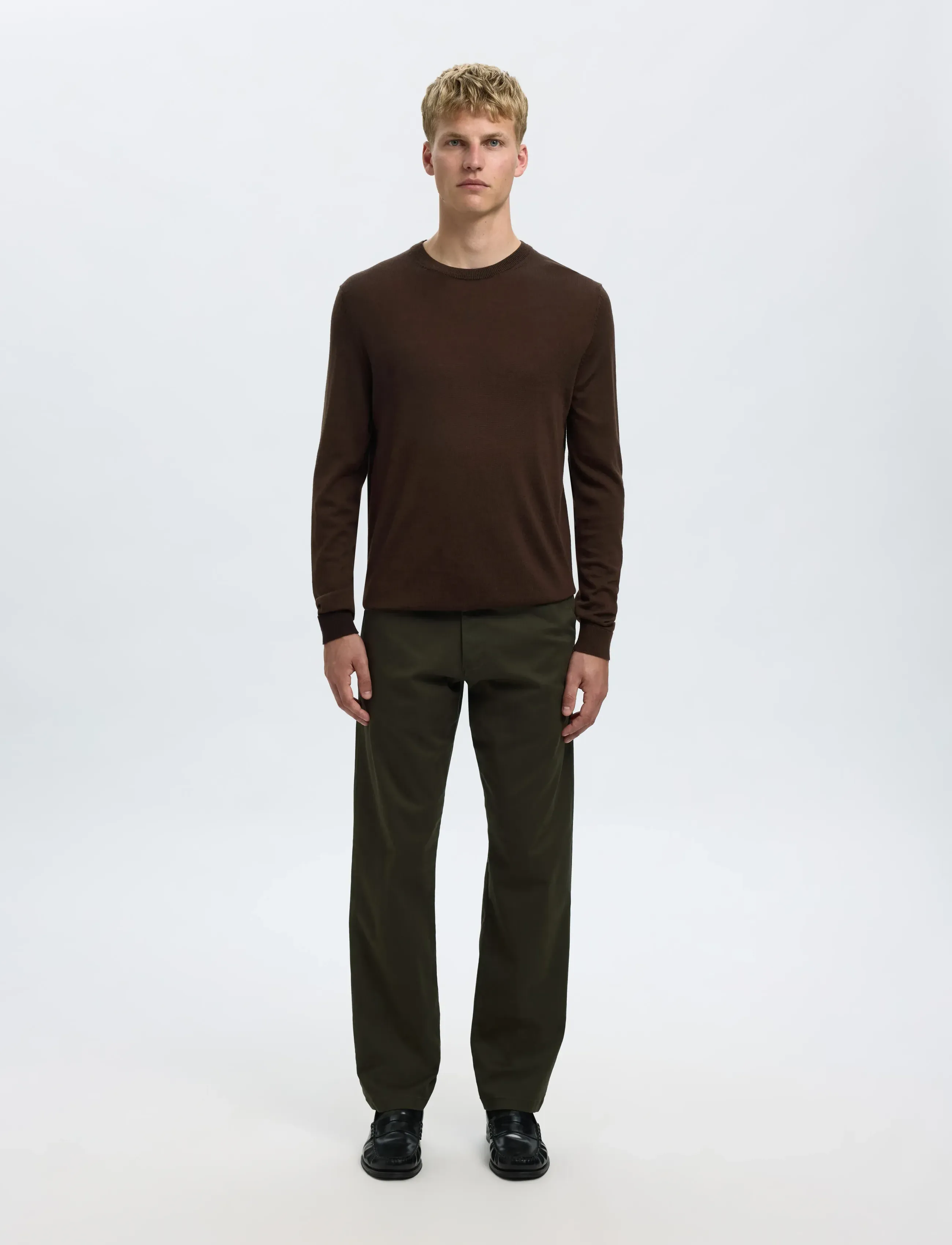 Selected - SLMTRAY LS KNIT MERINO CREW NECK NOOS - rund hals - demitasse - 5