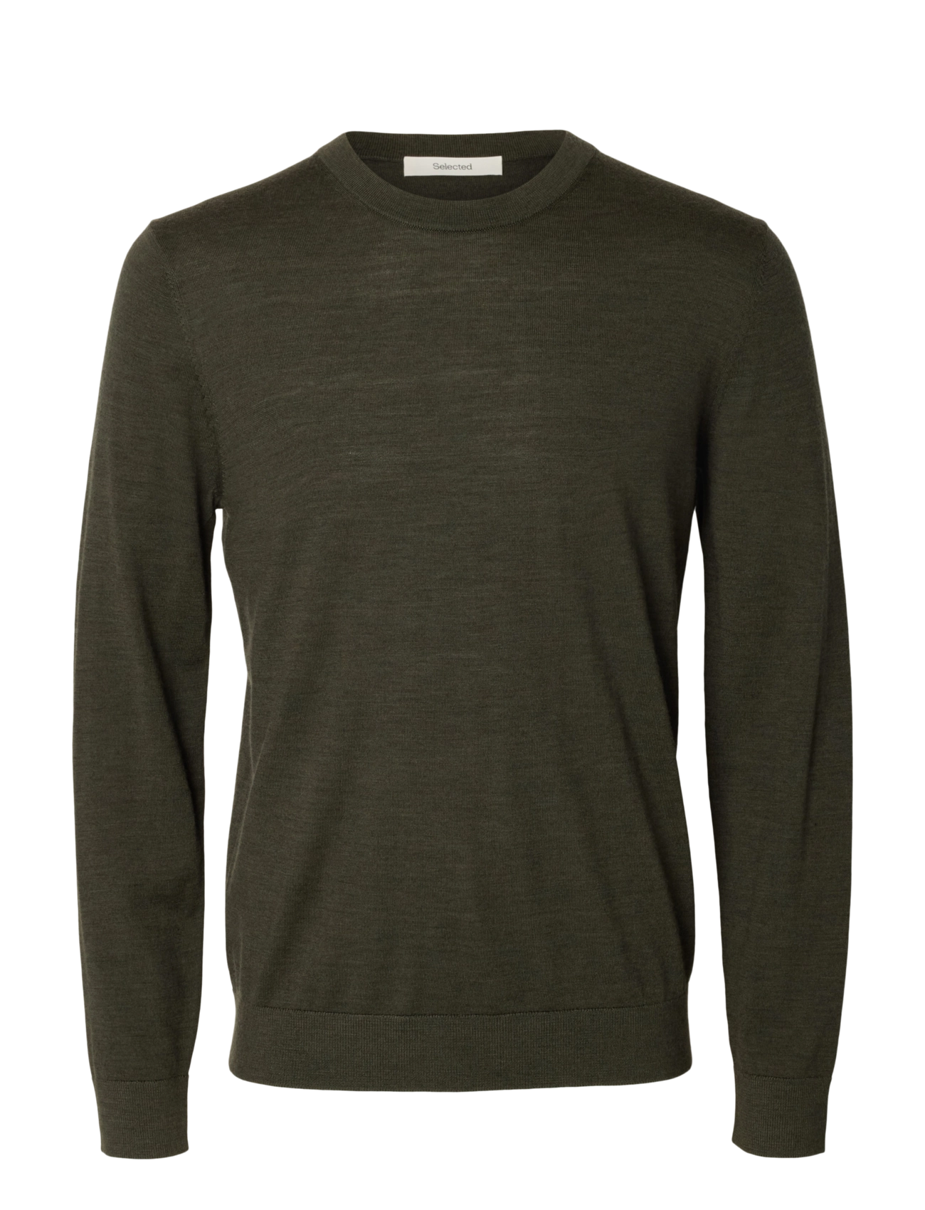 Selected SLMTRAY LS KNIT REG MERINO CREW NOOS - Kleidung - FOREST NIGHT / green