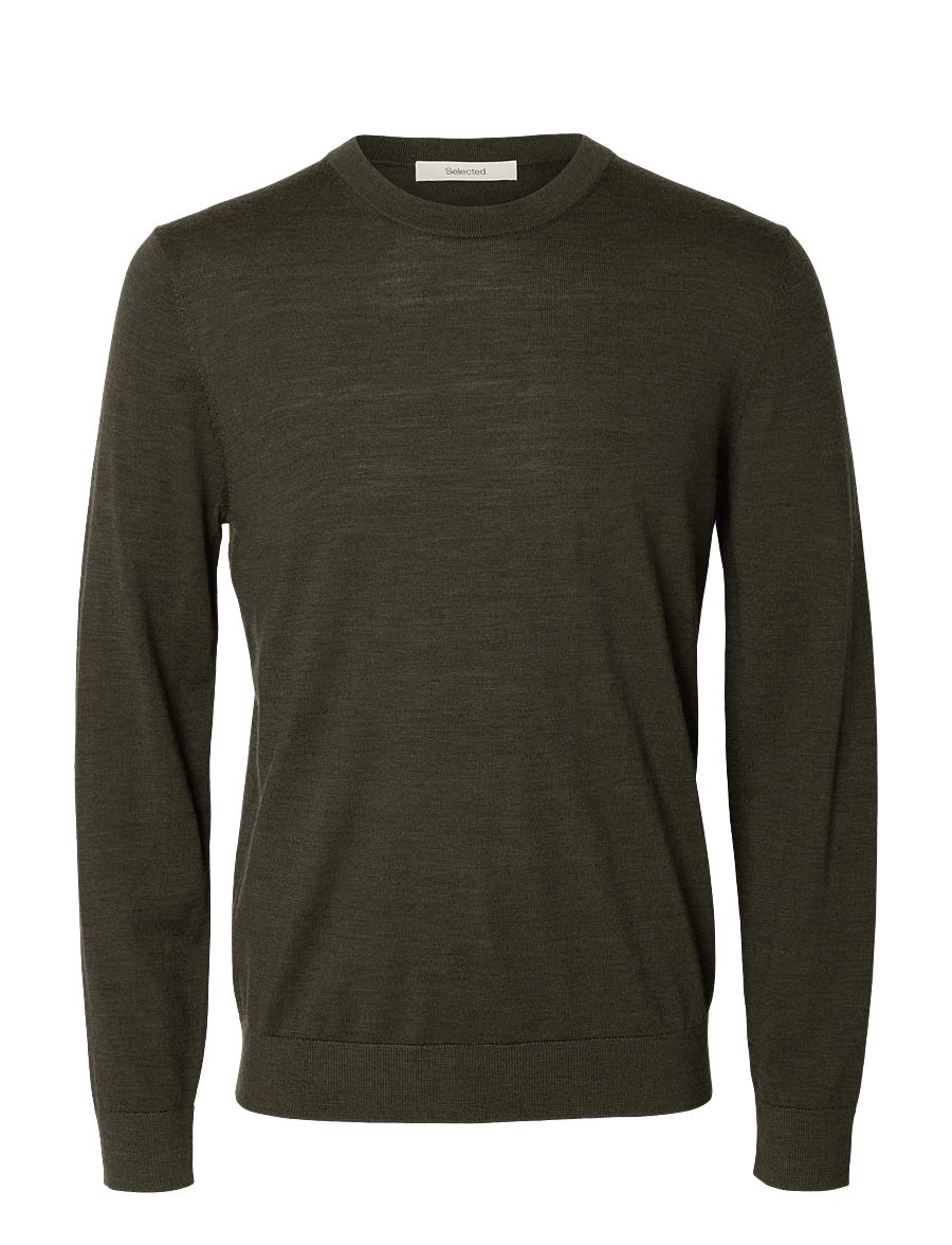Selected - SLMTRAY LS KNIT REG MERINO CREW NOOS - rundhals - forest night - 1