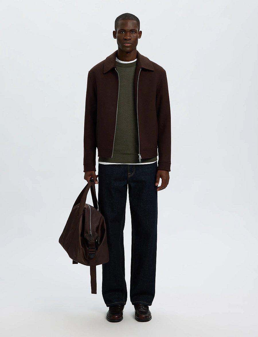 Selected - SLMTRAY LS KNIT REG MERINO CREW NOOS - rundhals - forest night - 5
