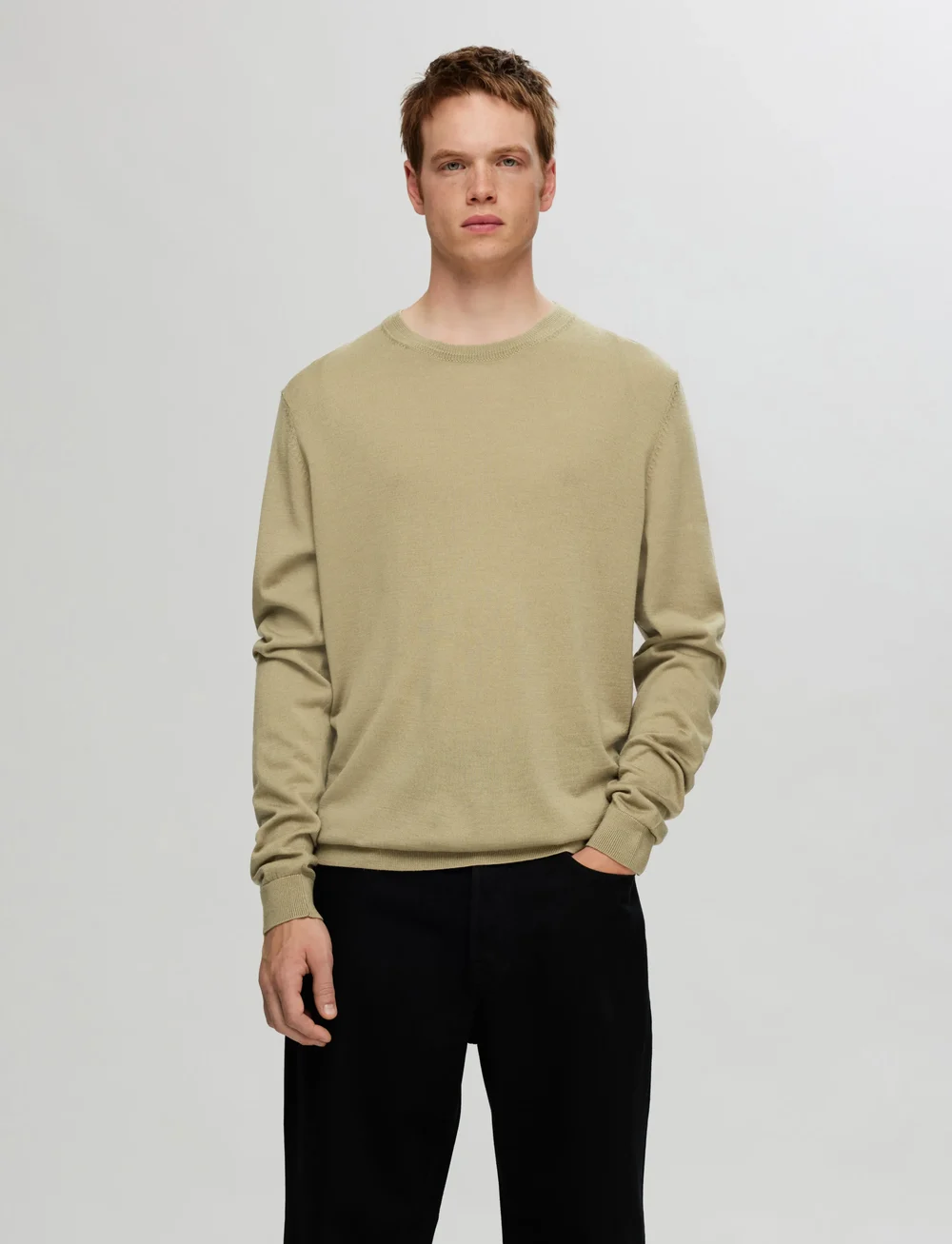 Selected - SLHTRAY LS KNIT MERINO CREW NECK NOOS - rund hals - kelp - 0