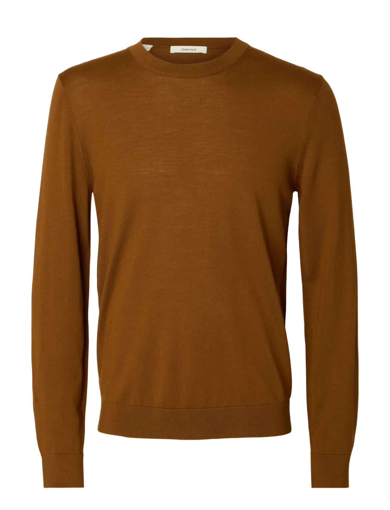 Selected SLMTRAY LS KNIT MERINO CREW NECK NOOS - Selected - MONKS ROBE / brown