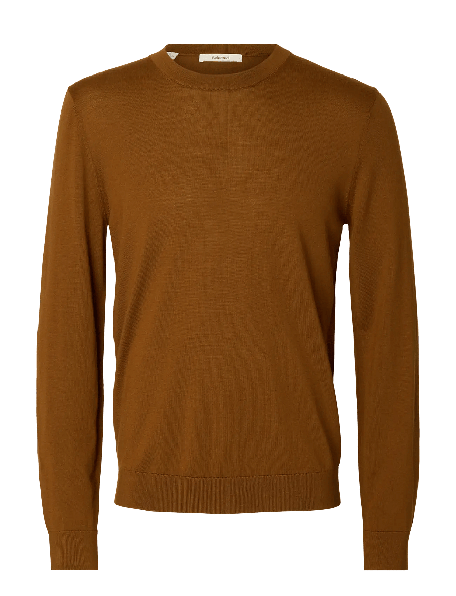 Selected - SLMTRAY LS KNIT MERINO CREW NECK NOOS - rundhals - monks robe - 1