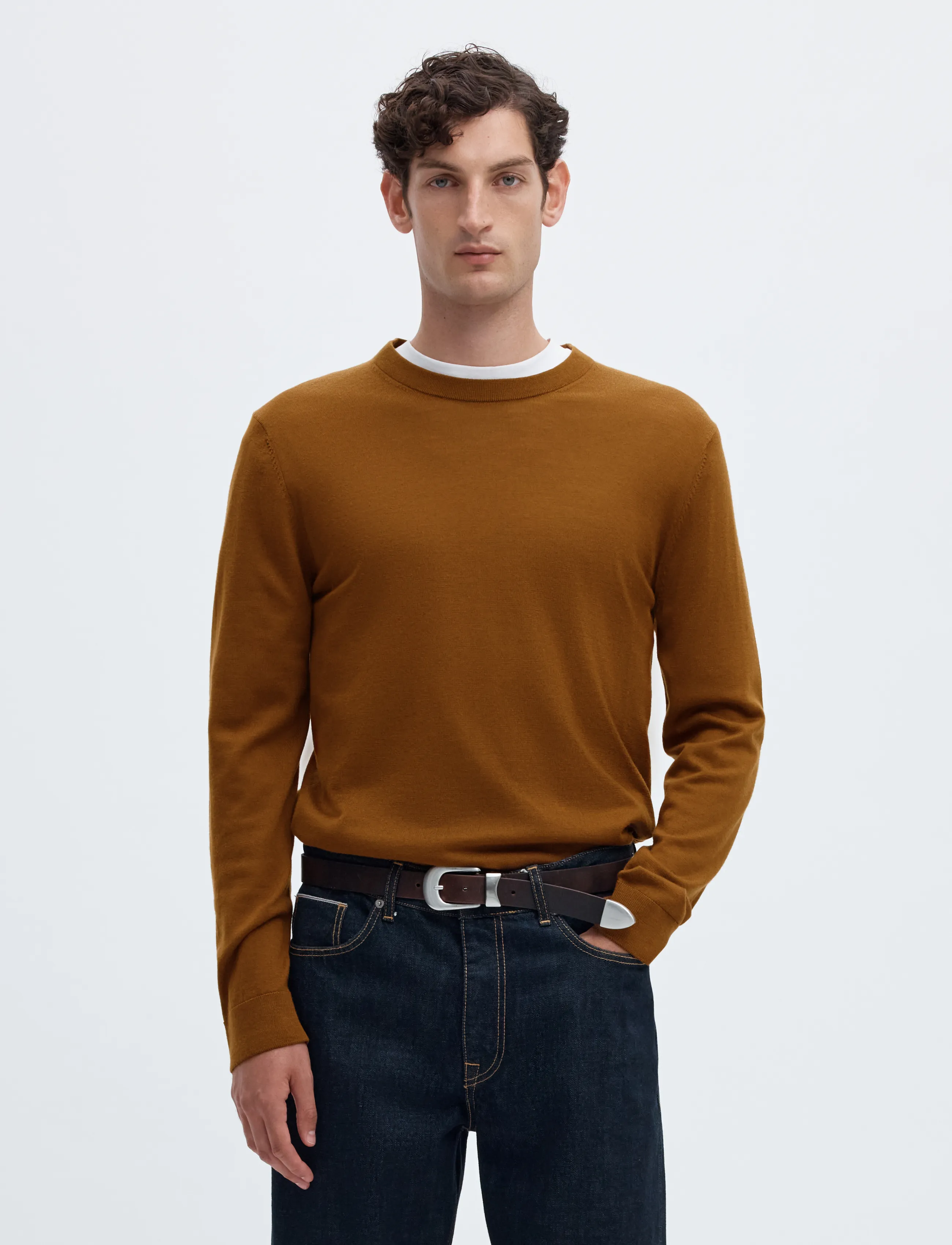 SELECTED Slmtray Ls Knit Reg Merino Crew Noos stickade tröjor herr – bild 2