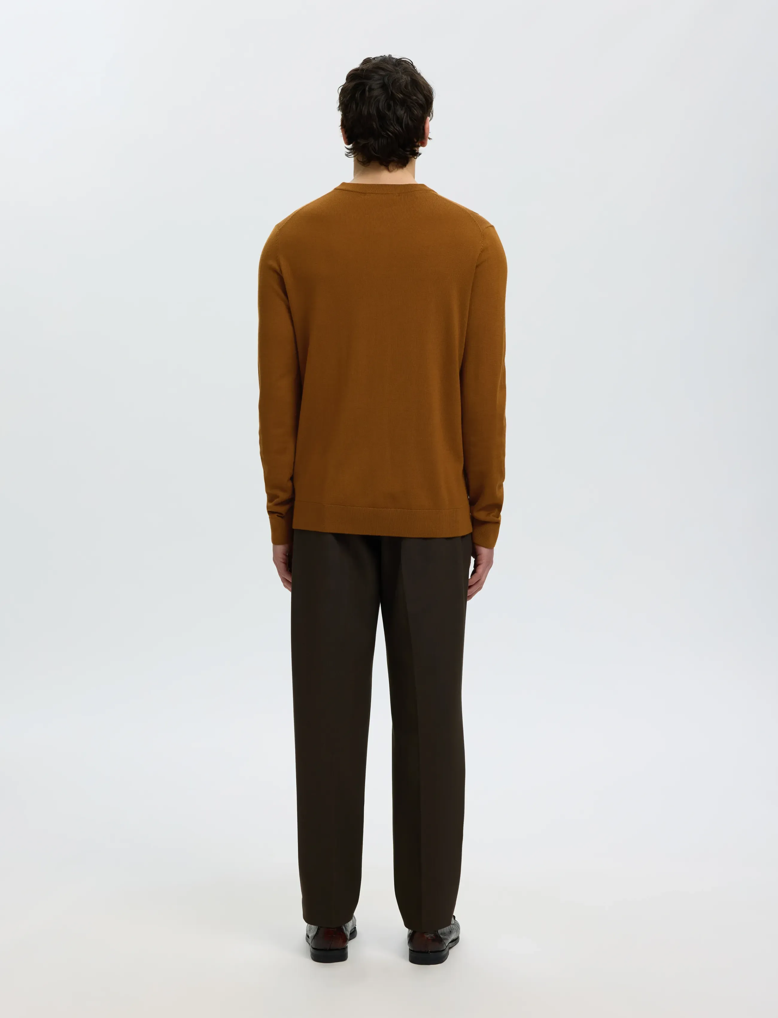 Selected - SLMTRAY LS KNIT MERINO CREW NECK NOOS - rundhals - monks robe - 2