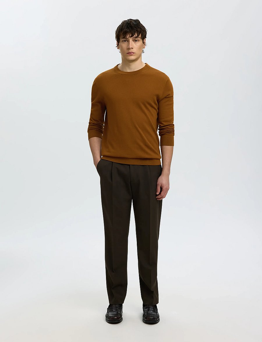 Selected - SLMTRAY LS KNIT MERINO CREW NECK NOOS - rundhals - monks robe - 3