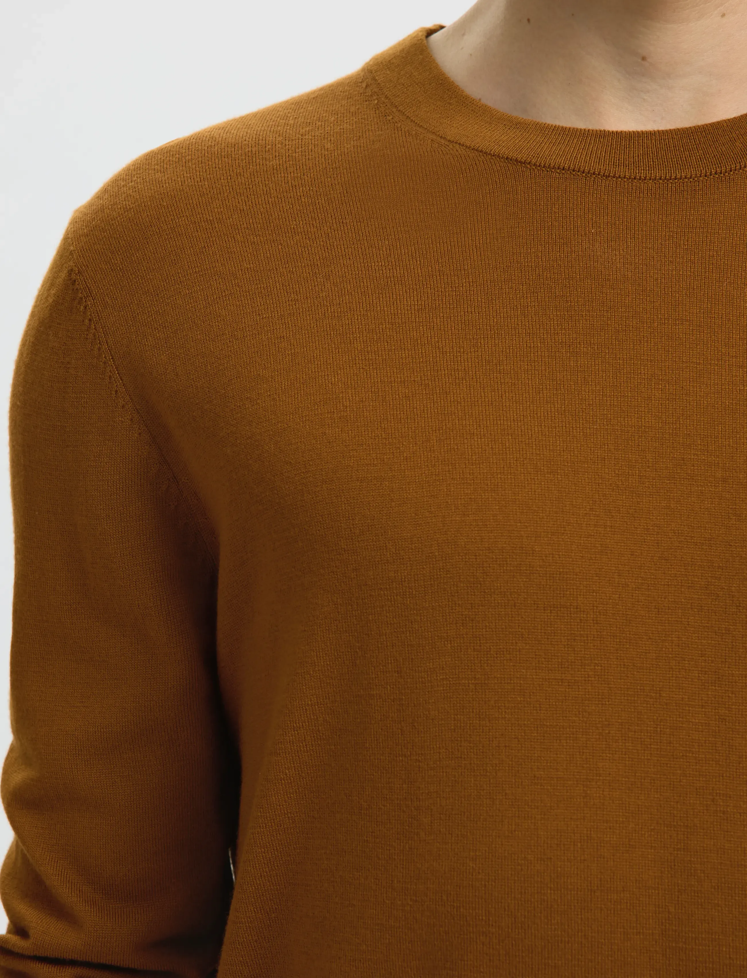 Selected - SLMTRAY LS KNIT MERINO CREW NECK NOOS - rundhals - monks robe - 4