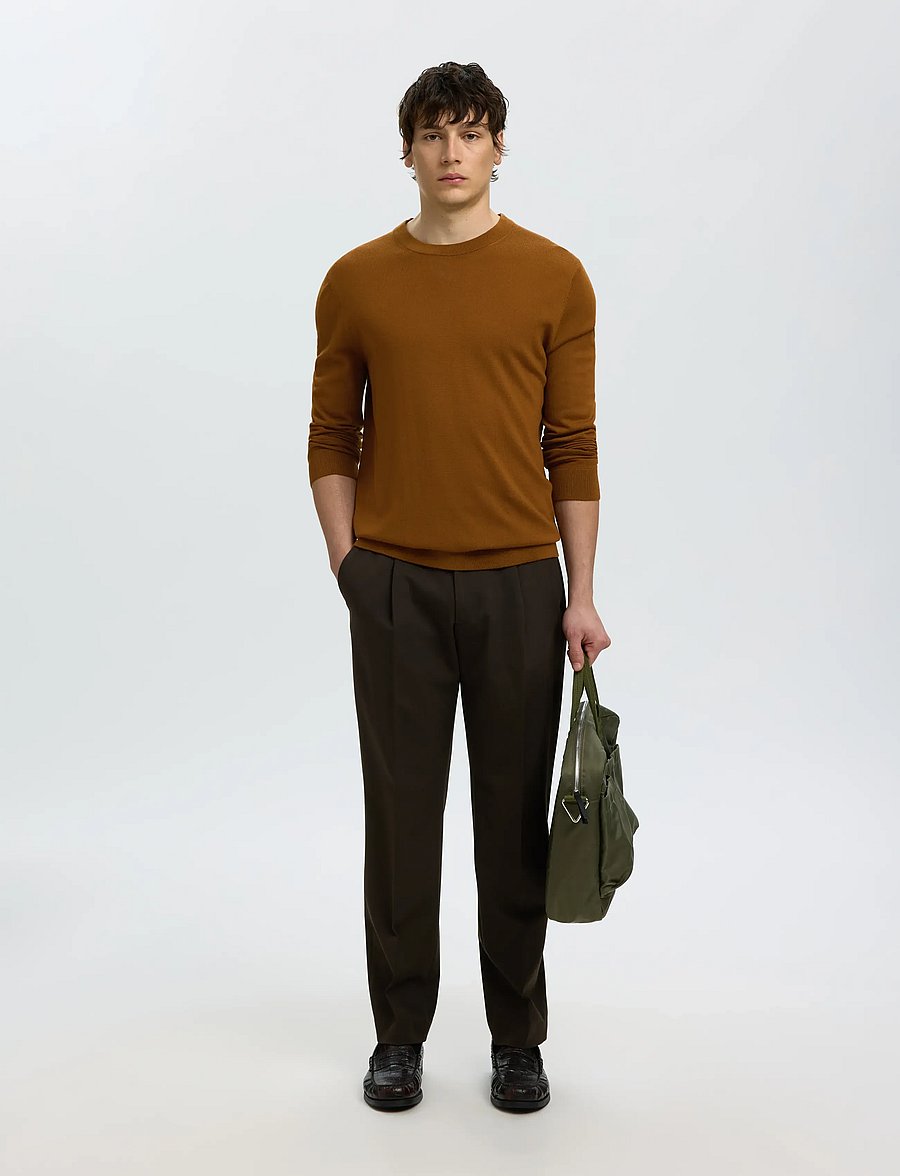 Selected - SLMTRAY LS KNIT MERINO CREW NECK NOOS - rundhals - monks robe - 5
