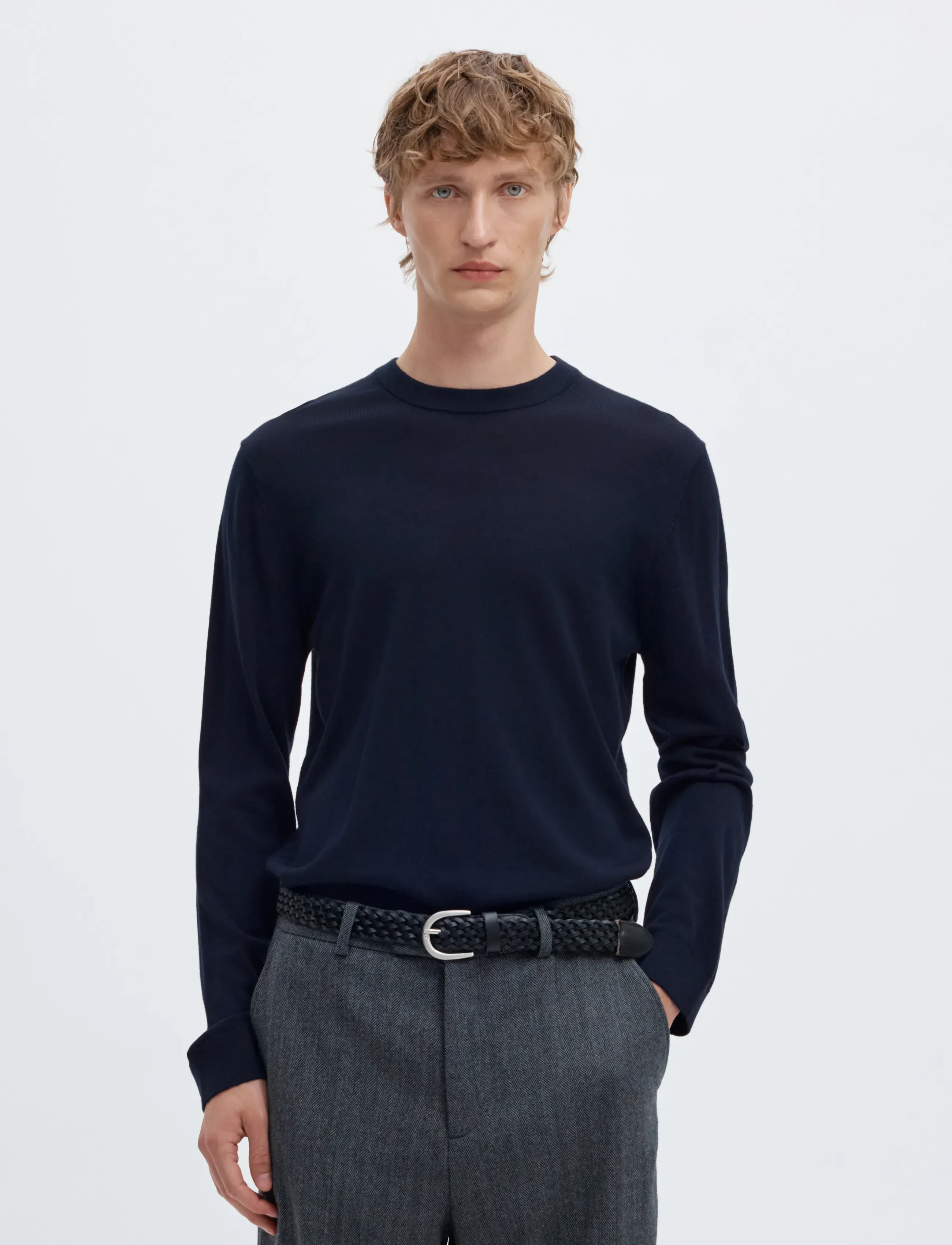 Selected - SLMTRAY LS KNIT REG MERINO CREW NOOS - rundhalsad - navy blazer - 0