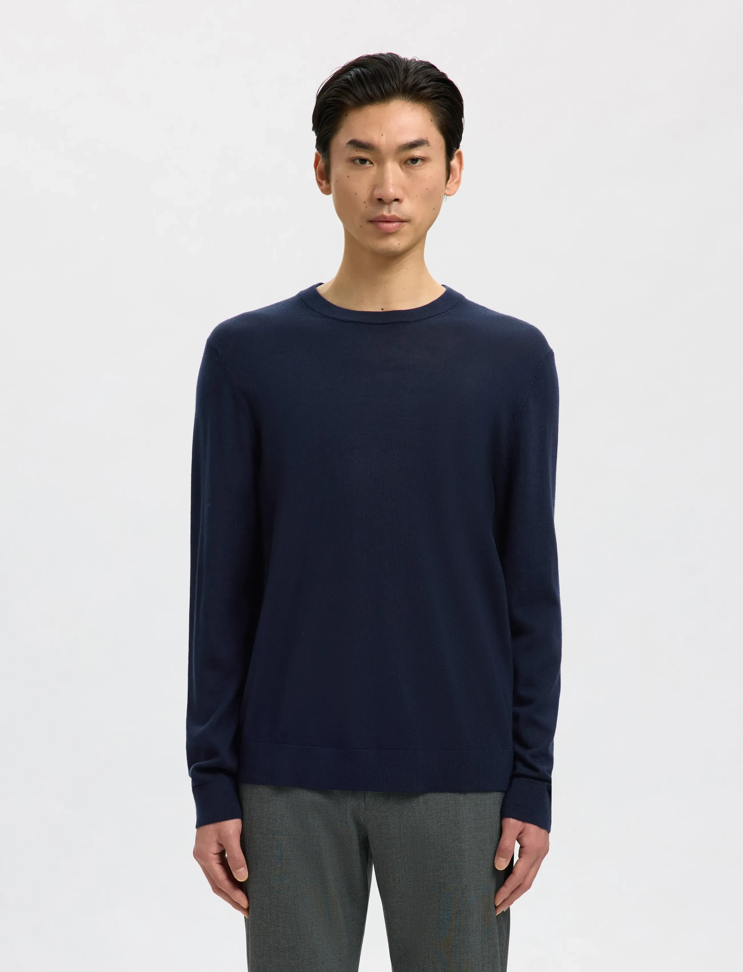Selected SLMTRAY LS KNIT MERINO CREW NECK NOOS - Kollektionen - NAVY BLAZER / navy