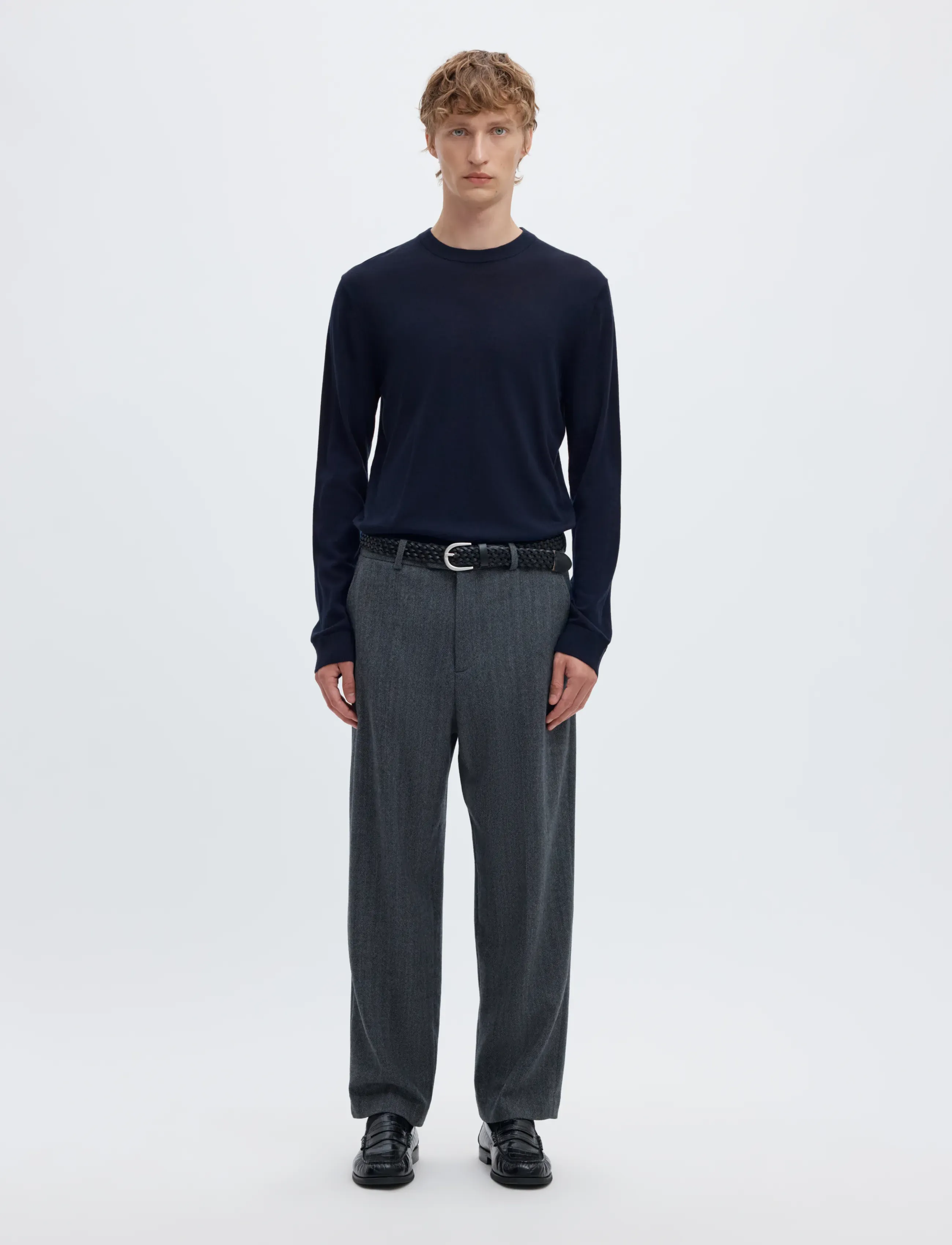 Selected - SLMTRAY LS KNIT REG MERINO CREW NOOS - rundhalsad - navy blazer - 3