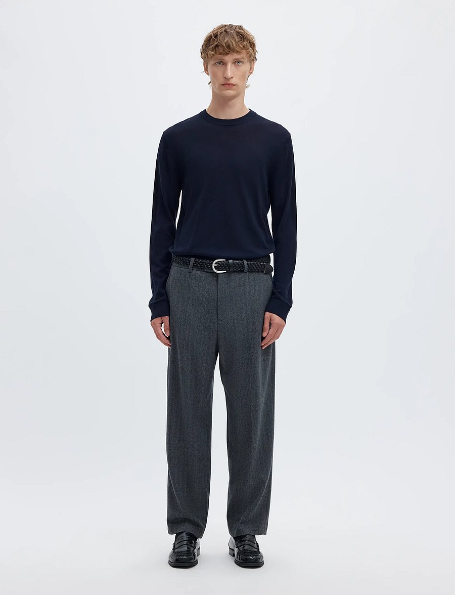 Selected - SLMTRAY LS KNIT REG MERINO CREW NOOS - rundhalsad - navy blazer - 3