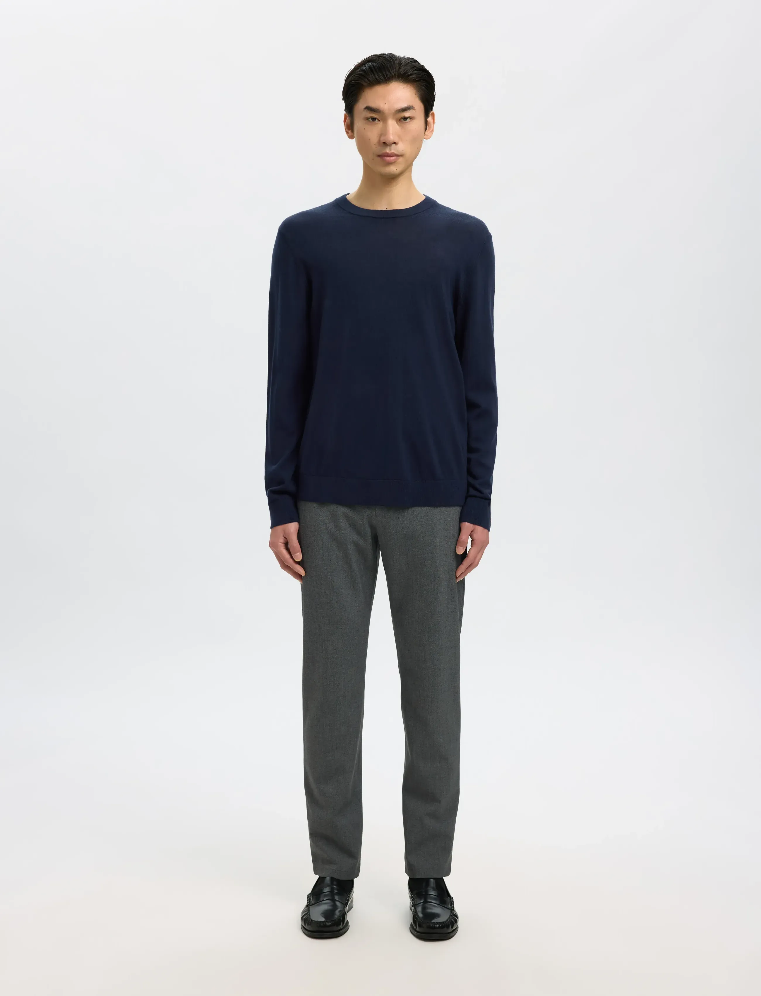 Selected - SLMTRAY LS KNIT MERINO CREW NECK NOOS - rund hals - navy blazer - 4