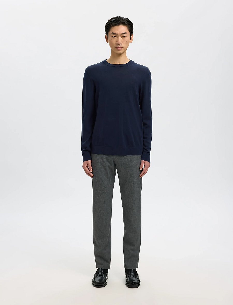 Selected - SLMTRAY LS KNIT MERINO CREW NECK NOOS - rund hals - navy blazer - 4