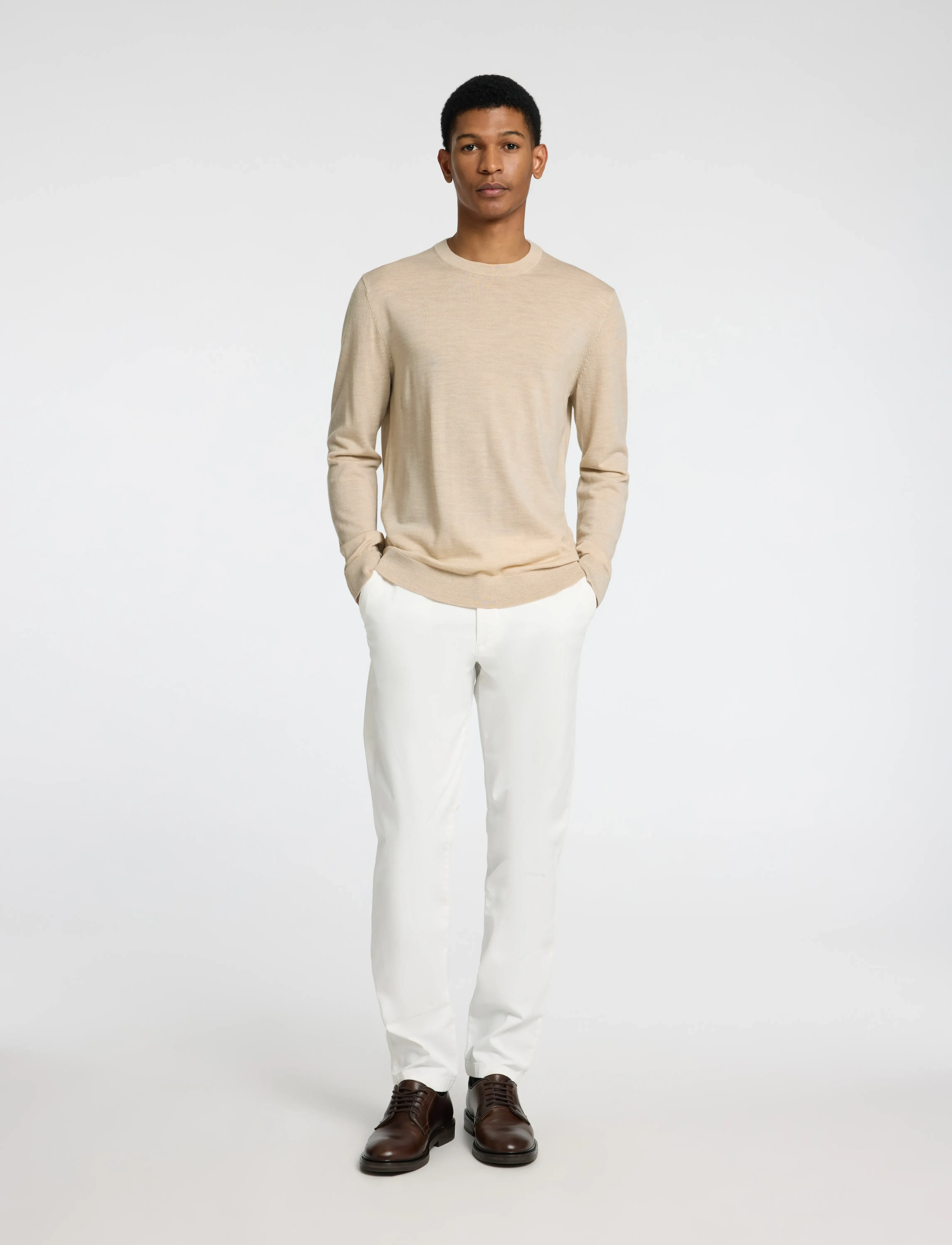 Selected - SLHTRAY LS KNIT MERINO CREW NECK NOOS - basic-strickmode - oatmeal - 3