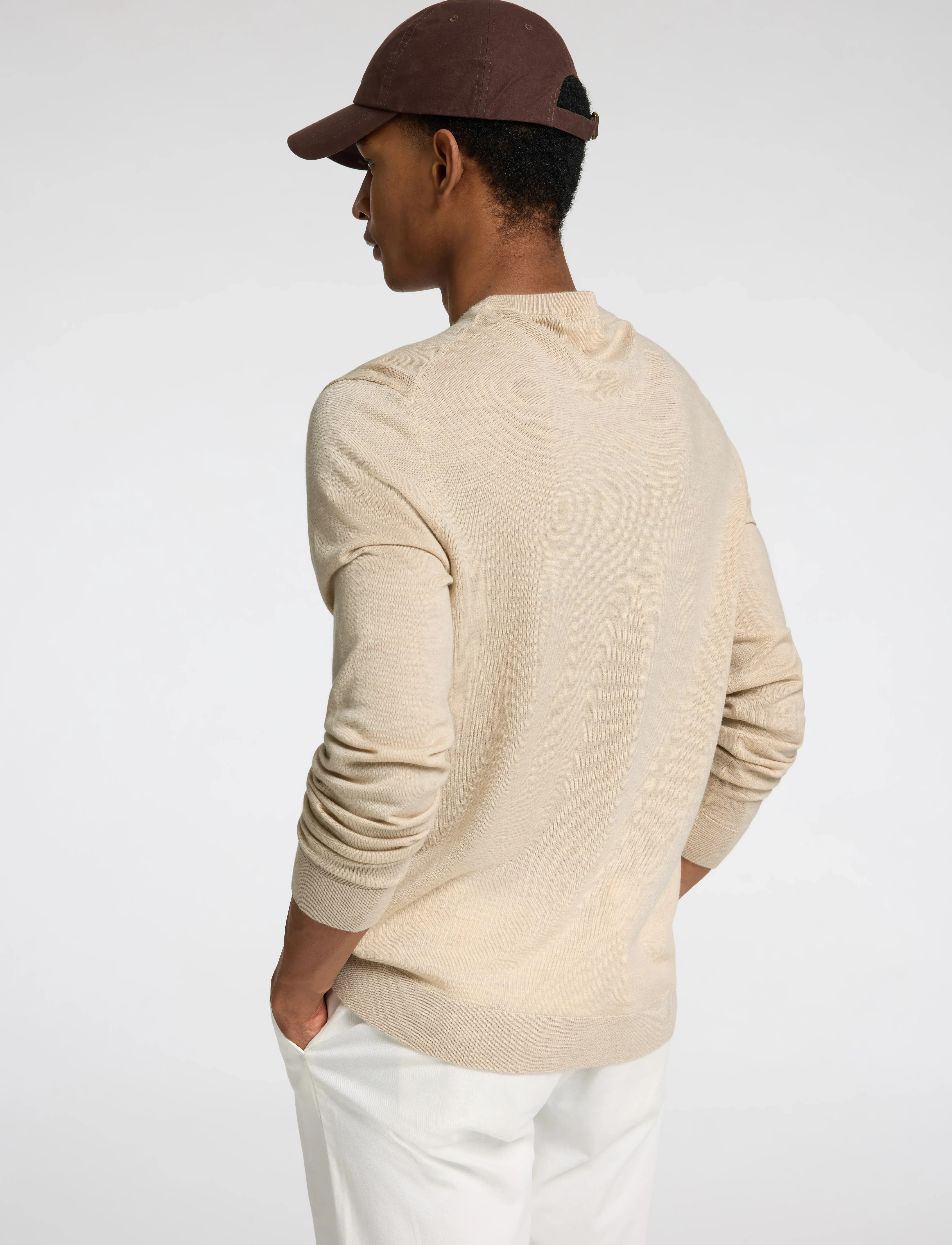 Selected - SLHTRAY LS KNIT MERINO CREW NECK NOOS - basic-strickmode - oatmeal - 4