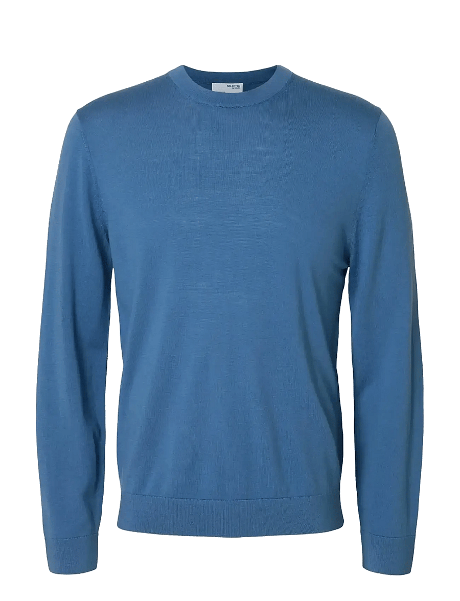 Selected - SLMTRAY LS KNIT MERINO CREW NECK NOOS - rund hals - true navy - 1