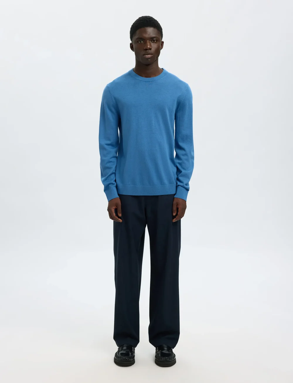 Selected - SLHTRAY LS KNIT MERINO CREW NECK NOOS - Ümmarguse kaelusega kudumid - true navy - 0