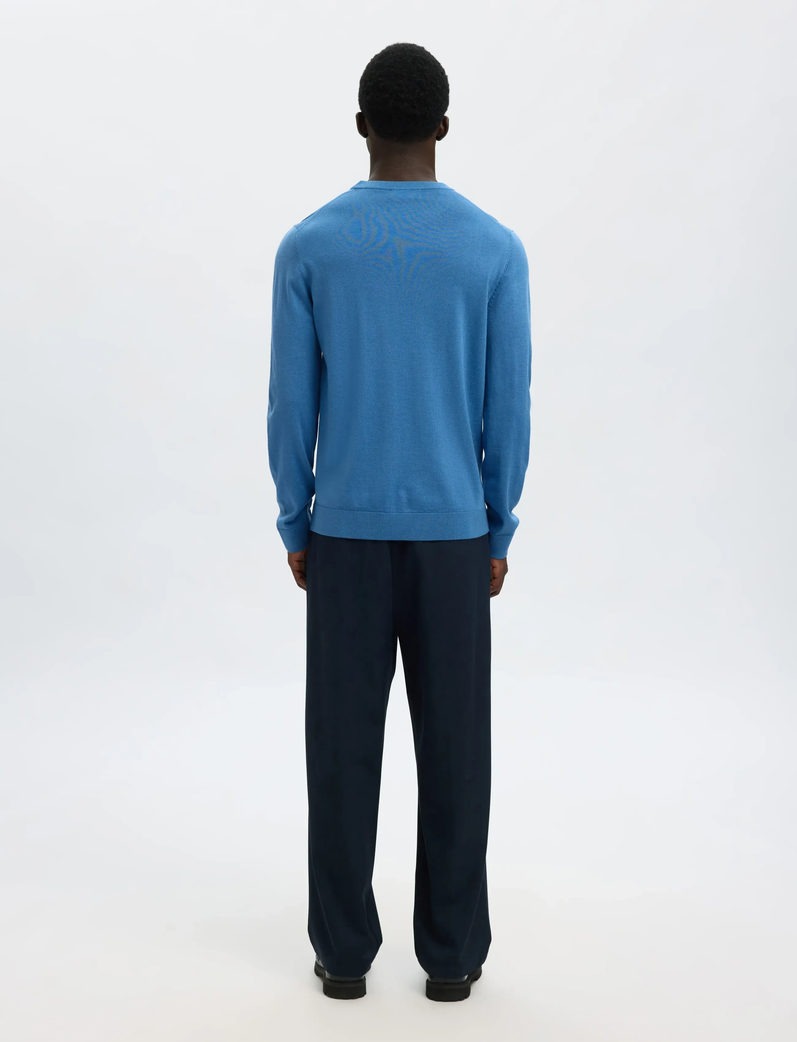 Selected - SLMTRAY LS KNIT MERINO CREW NECK NOOS - rund hals - true navy - 2