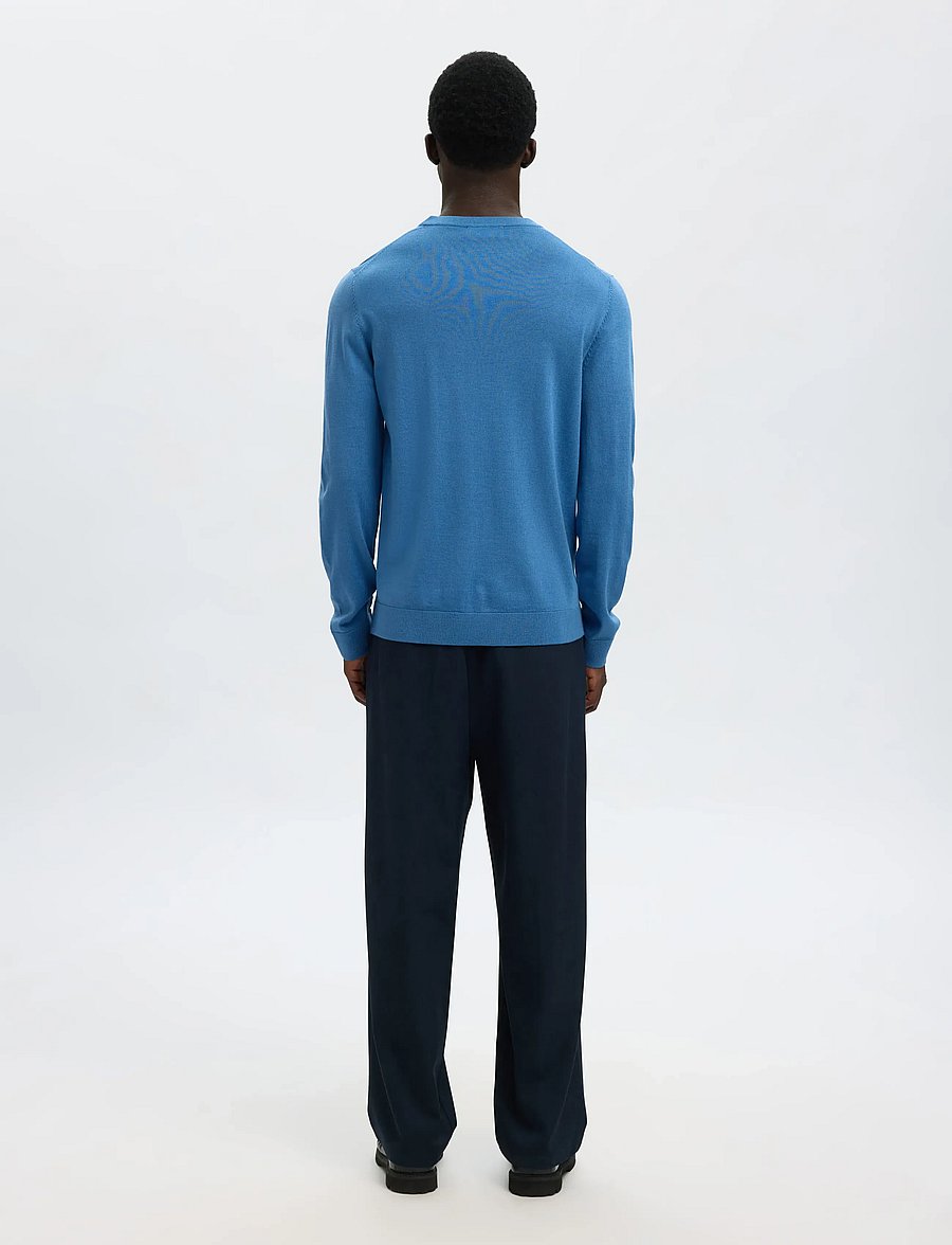 Selected - SLMTRAY LS KNIT MERINO CREW NECK NOOS - rund hals - true navy - 2