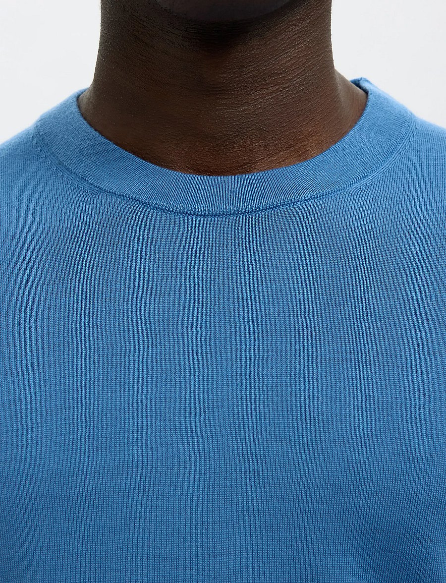 Selected - SLMTRAY LS KNIT MERINO CREW NECK NOOS - rund hals - true navy - 4