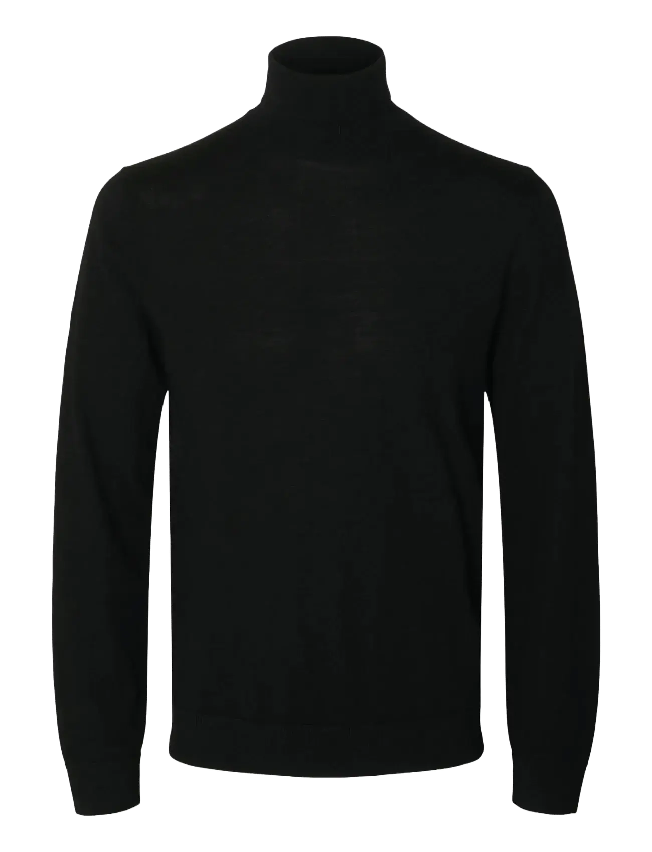 Selected SLHTRAY LS KNIT MERINO ROLL NECK NOOS - Tøj - BLACK / black
