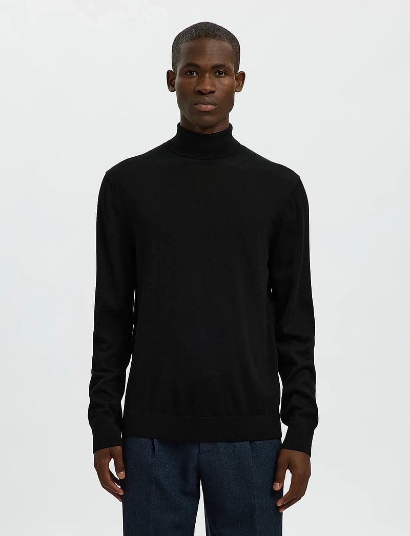 Selected - SLHTRAY LS KNIT MERINO ROLL NECK NOOS - rollkragen - black - 0