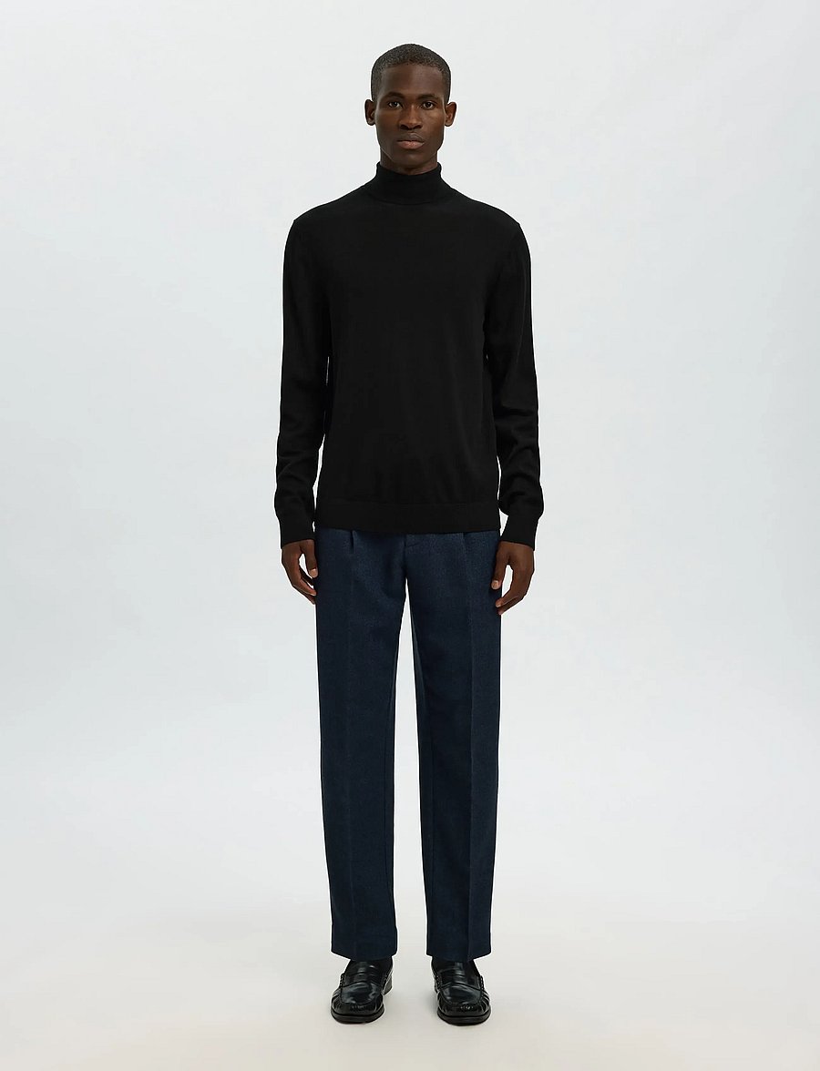 Selected - SLHTRAY LS KNIT MERINO ROLL NECK NOOS - rullekraver - black - 3