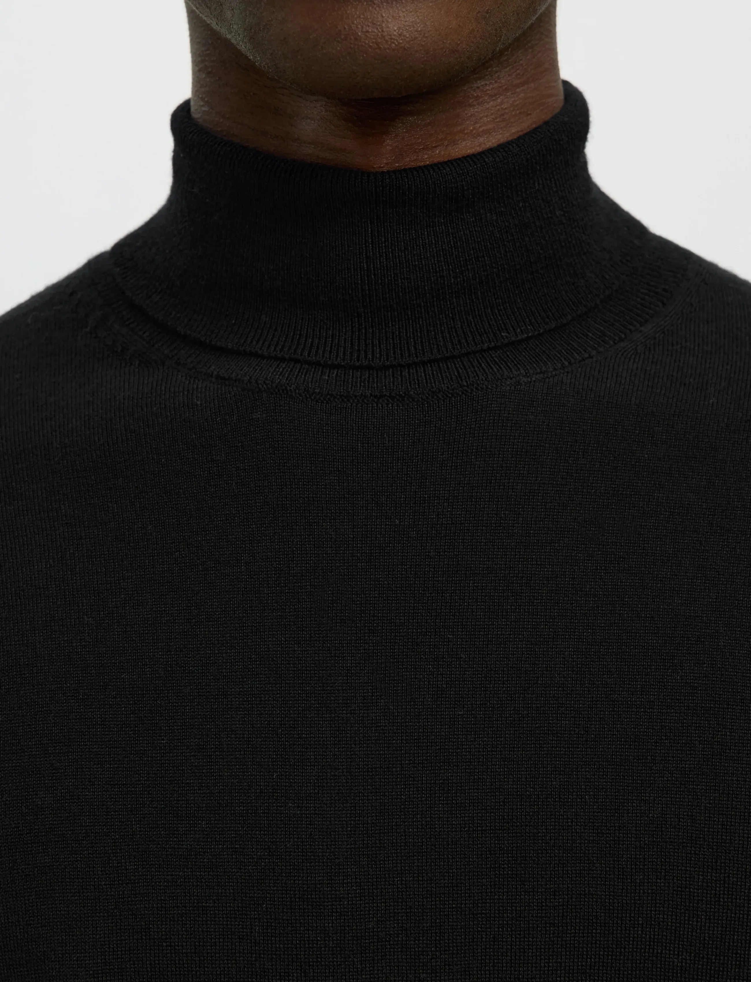 Selected - SLHTRAY LS KNIT MERINO ROLL NECK NOOS - rullekraver - black - 4