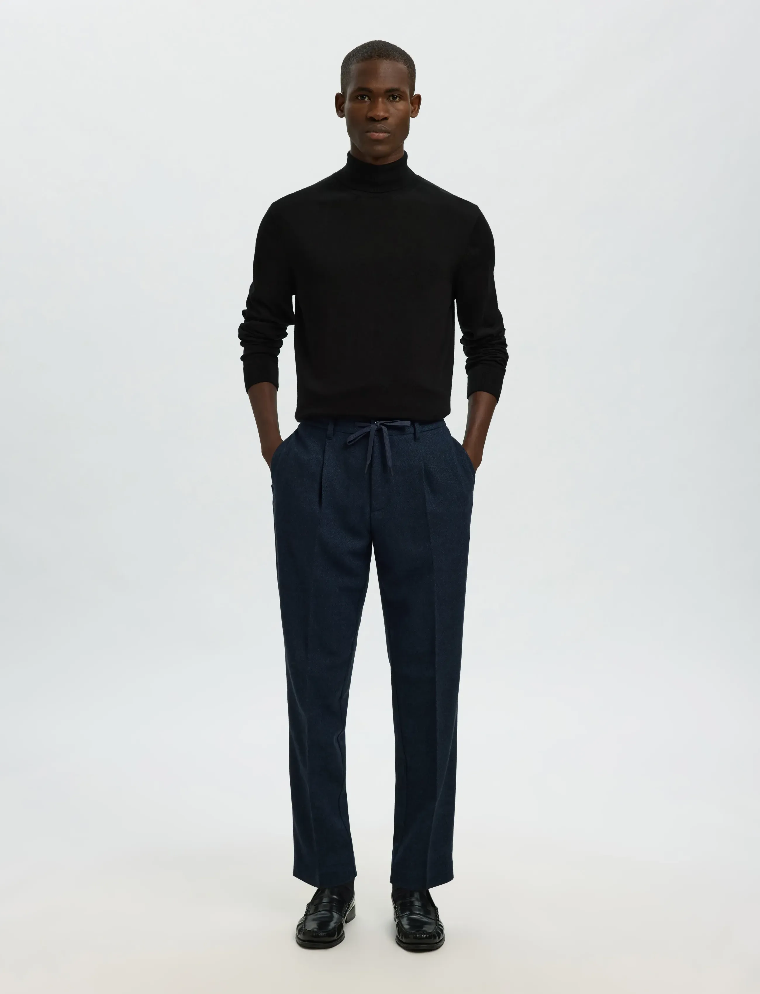 Selected - SLHTRAY LS KNIT MERINO ROLL NECK NOOS - rullekraver - black - 5
