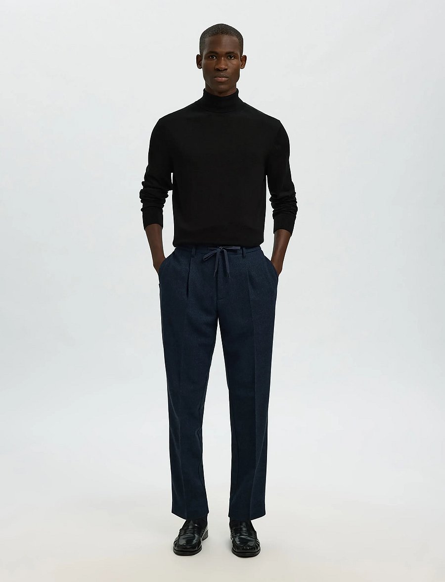 Selected - SLHTRAY LS KNIT MERINO ROLL NECK NOOS - rullekraver - black - 5