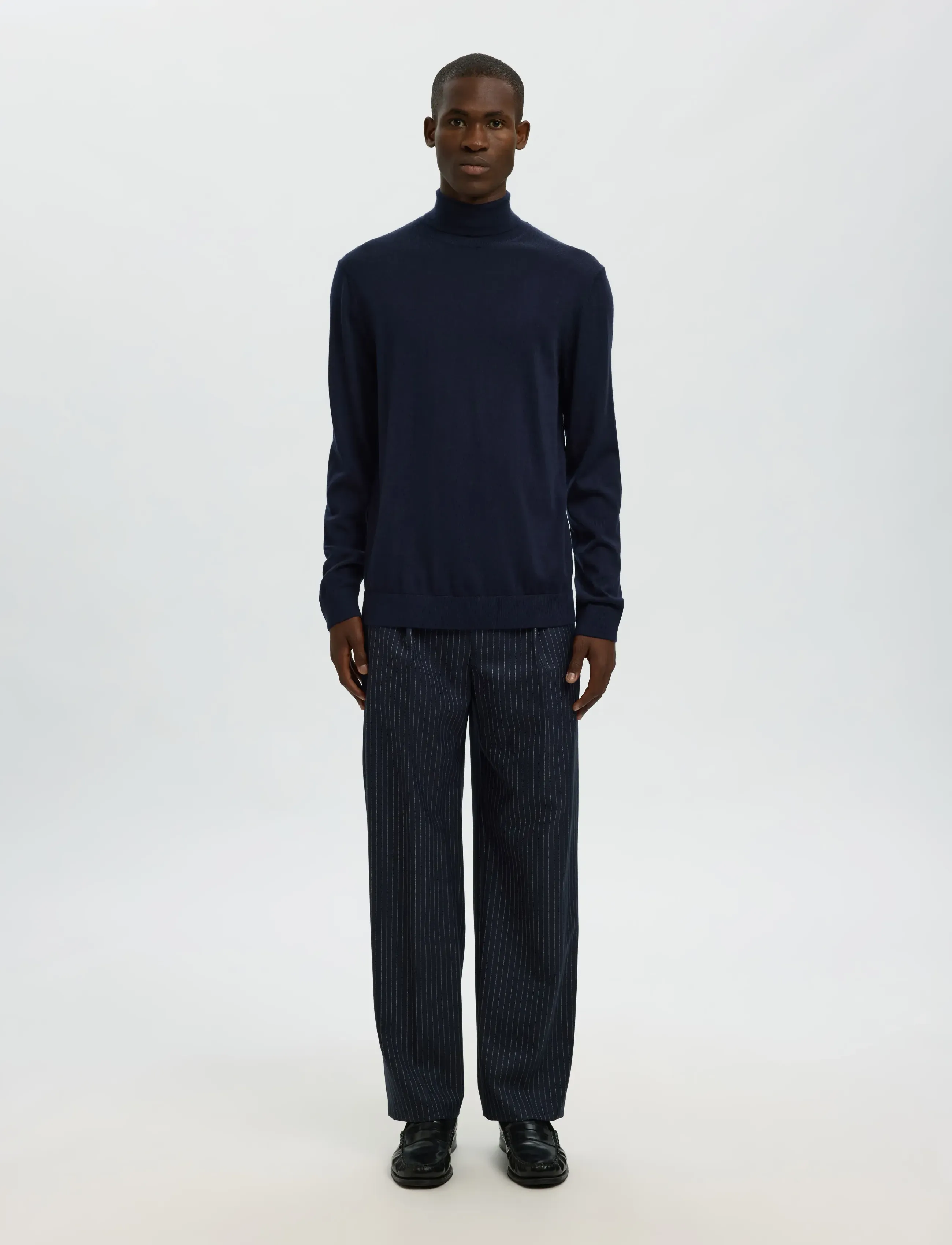 Selected - SLHTRAY LS KNIT MERINO ROLL NECK NOOS - rollkragen - navy blazer - 3