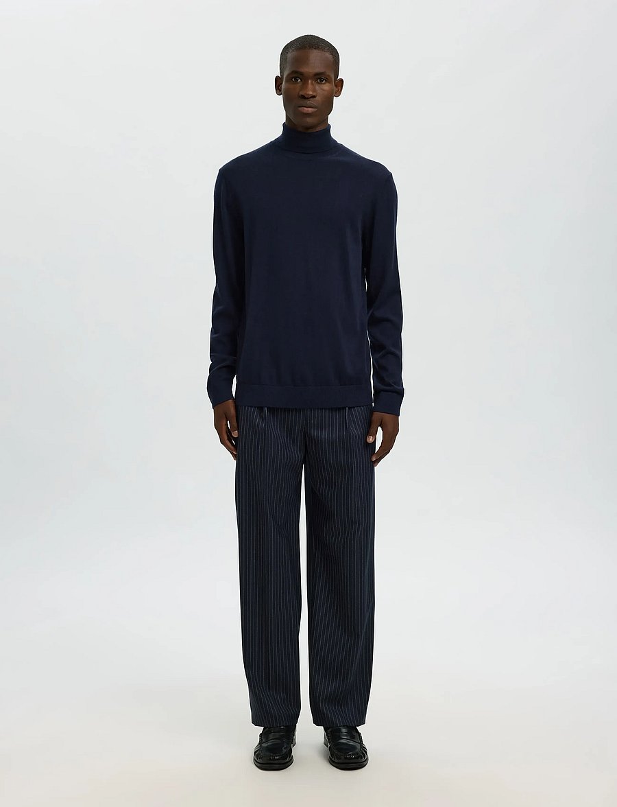 Selected - SLHTRAY LS KNIT MERINO ROLL NECK NOOS - rollkragen - navy blazer - 3