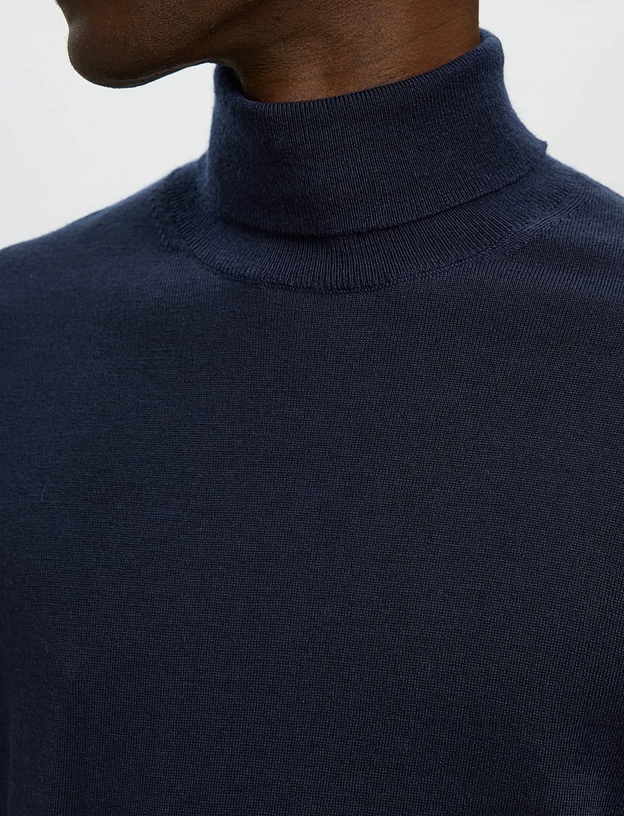 Selected - SLHTRAY LS KNIT MERINO ROLL NECK NOOS - rollkragen - navy blazer - 4