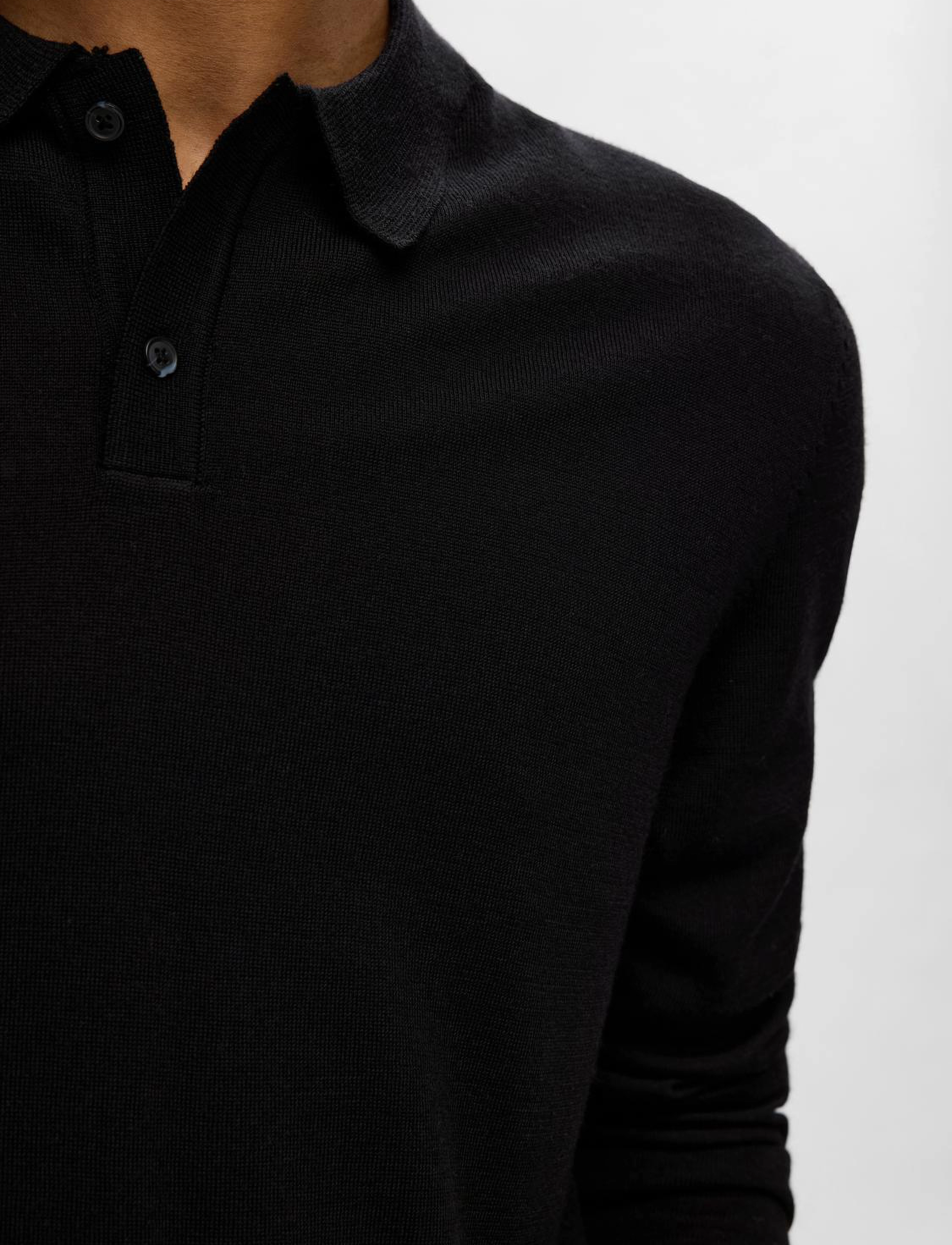 Selected - SLHTRAY LS KNIT MERINO POLO NOOS - black - 2